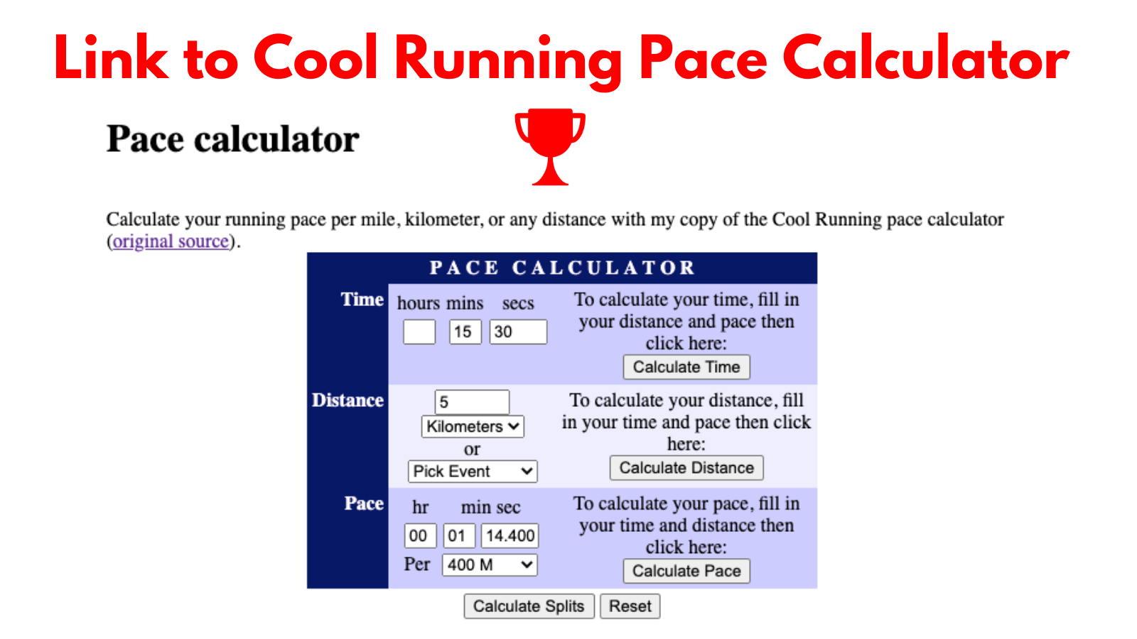 Pace Calculator - Off to a Running Start