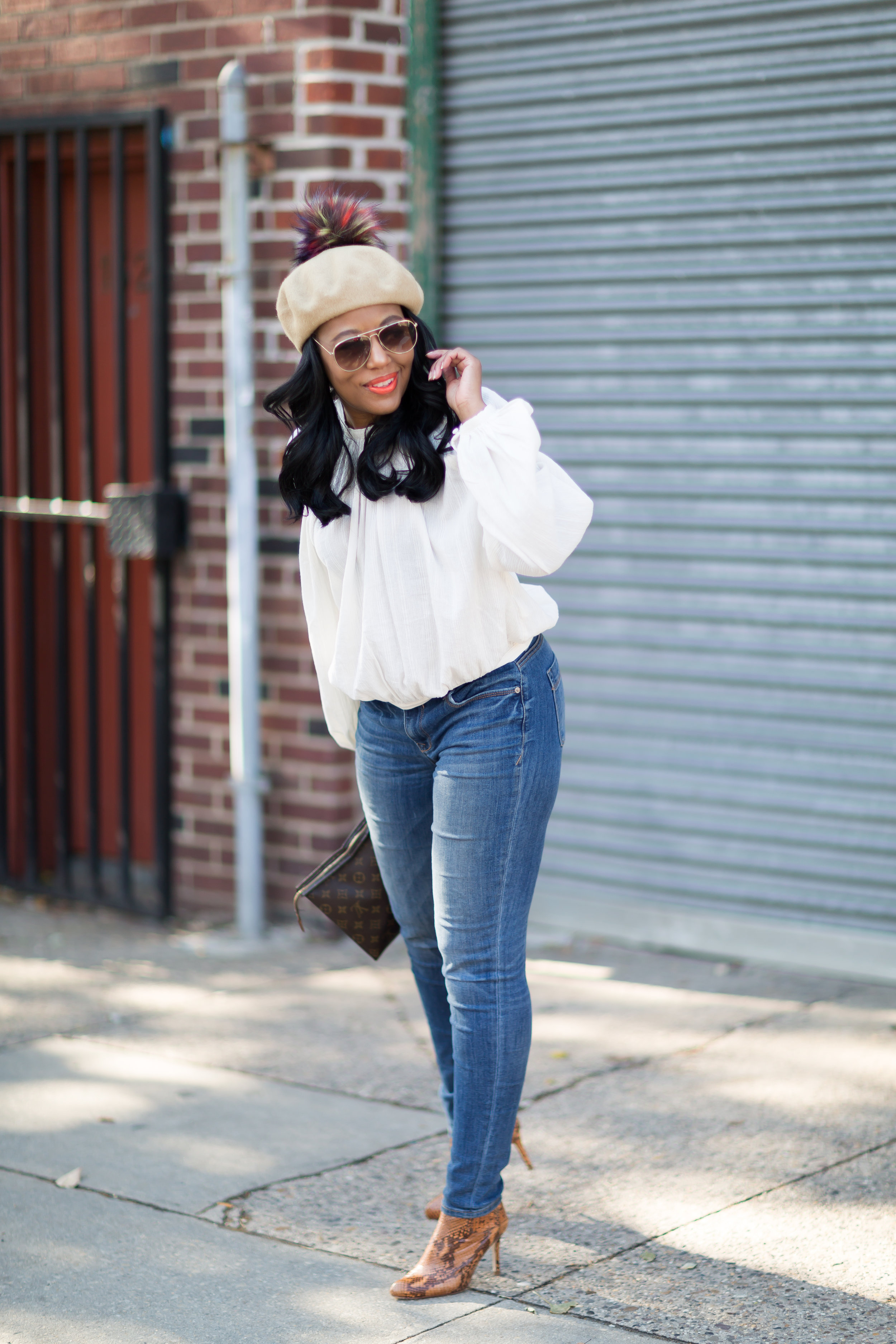  Beret ( Forever 21)  | Blouse  (H&M ) | Jeans (old) | Boots (Zara) Old 