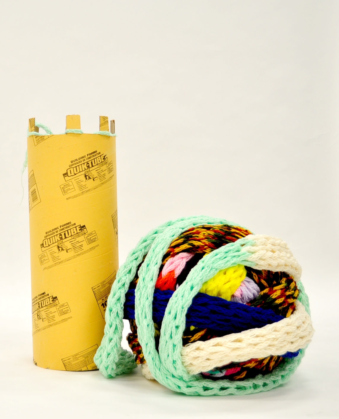 The Machine: Knitting Ouroboros (In Progress) , Yarn, cardboard, Mallory Donen, 2017