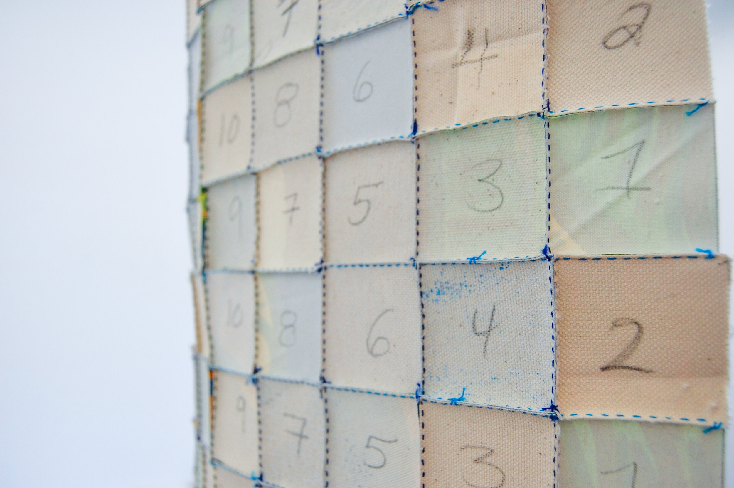 Pattern B (back view), 2019, canvas, embroidery floss, graphite, 19.5 x 19.5 inches