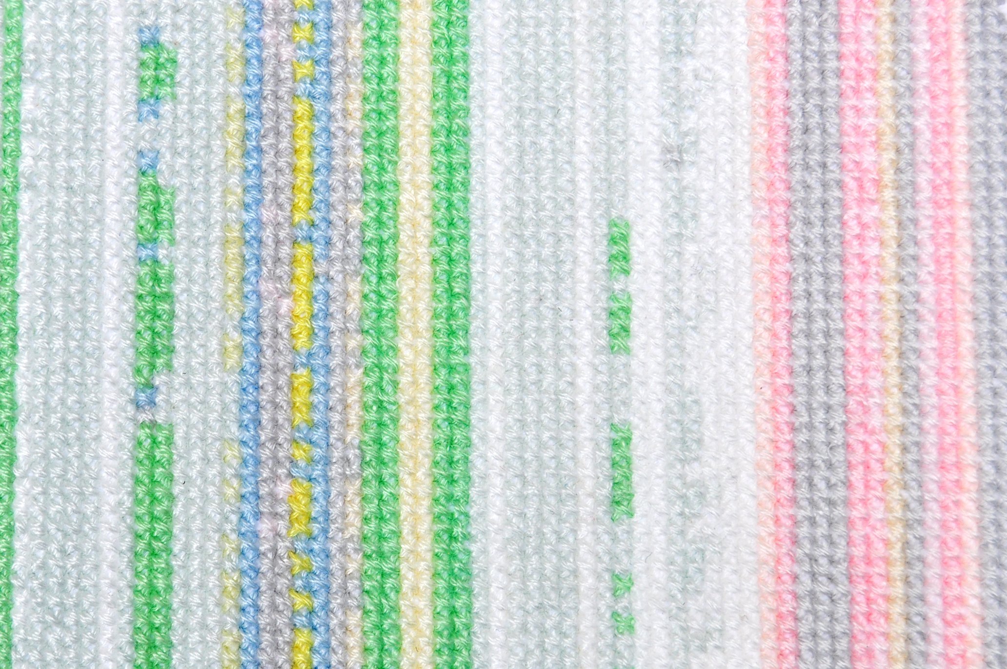   Glitch Streak  (WIP detail), 2022, embroidery, Aida cloth 