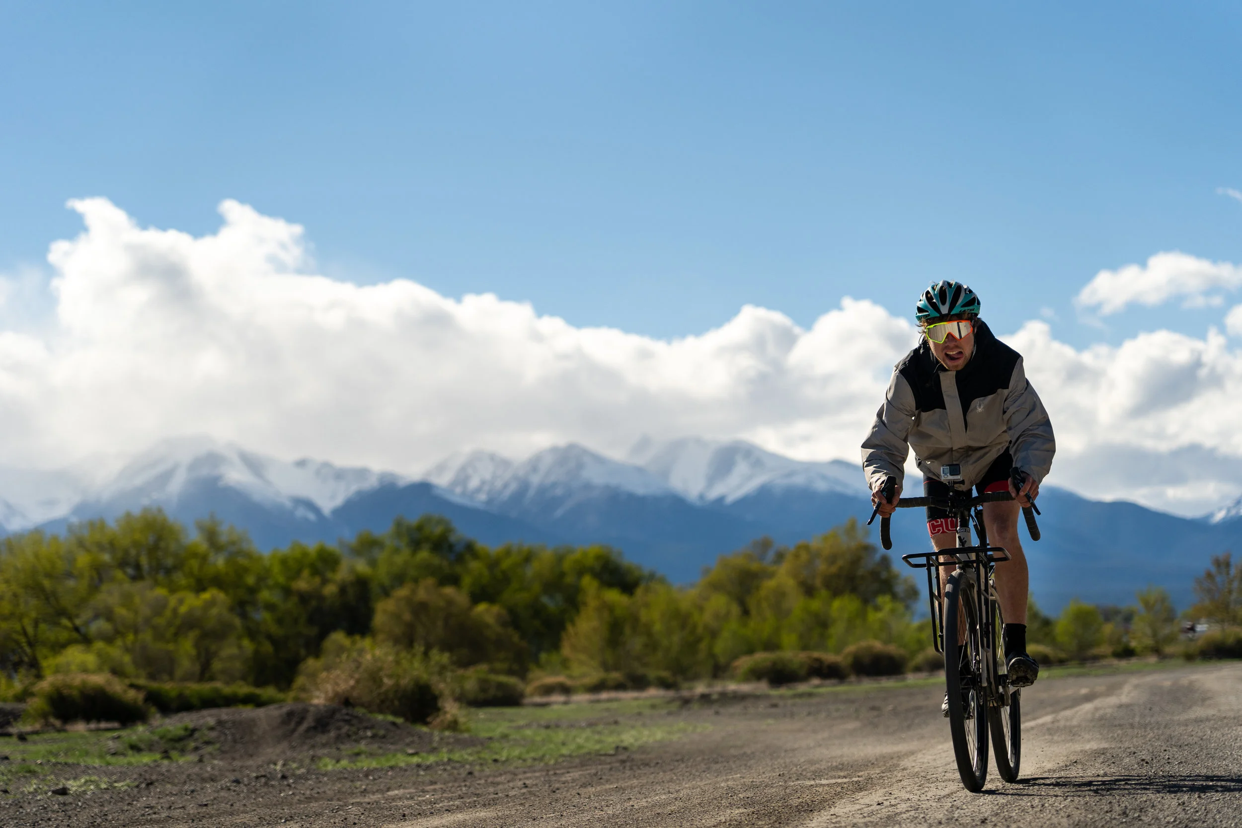 Kyle Fowler enjoying the touring bike minus the 100 pounds of ski gear and other non-essential items.