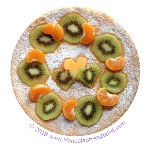 I find cooking and baking a wonderful way to reduce stress, both in the making AND eating! Here’s one of my “mandala cakes”.
