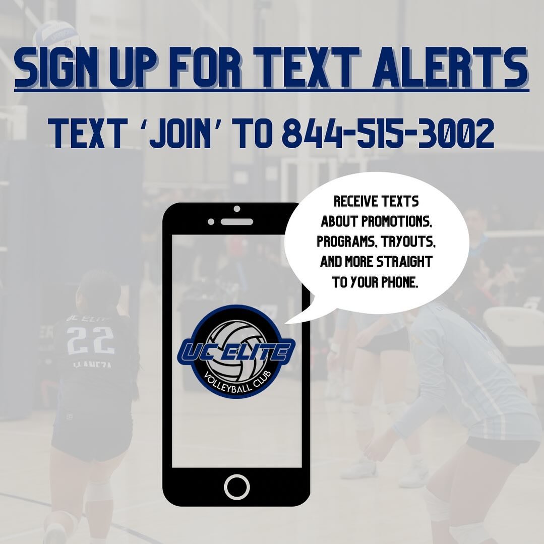 TEXT &lsquo;JOIN&rsquo; TO 844-515-3002 📲
&mdash;
We are excited to announce that we are now offering text alerts to keep all families reminded and informed more conveniently! Make sure to stay up to date on promotions, programs, tryouts, and more i