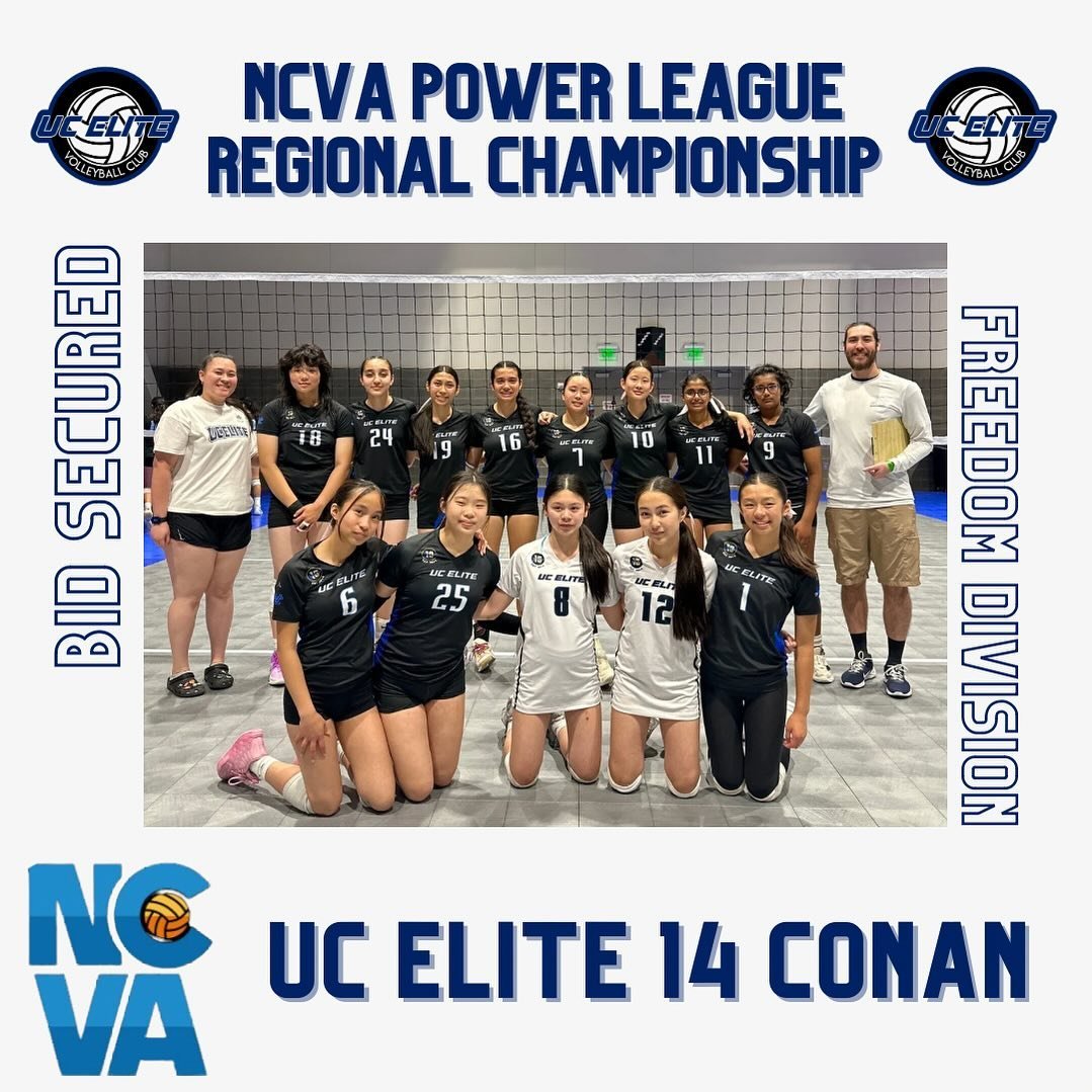 14 CONAN SECURES BID!
&mdash;
Congratulations to 14 Conan for finishing TOP 10 at the NCVA Power League Regional Championship and securing their bid to the 2024 Girls Junior National Championship! The team secures their bid in the 14 Freedom Division