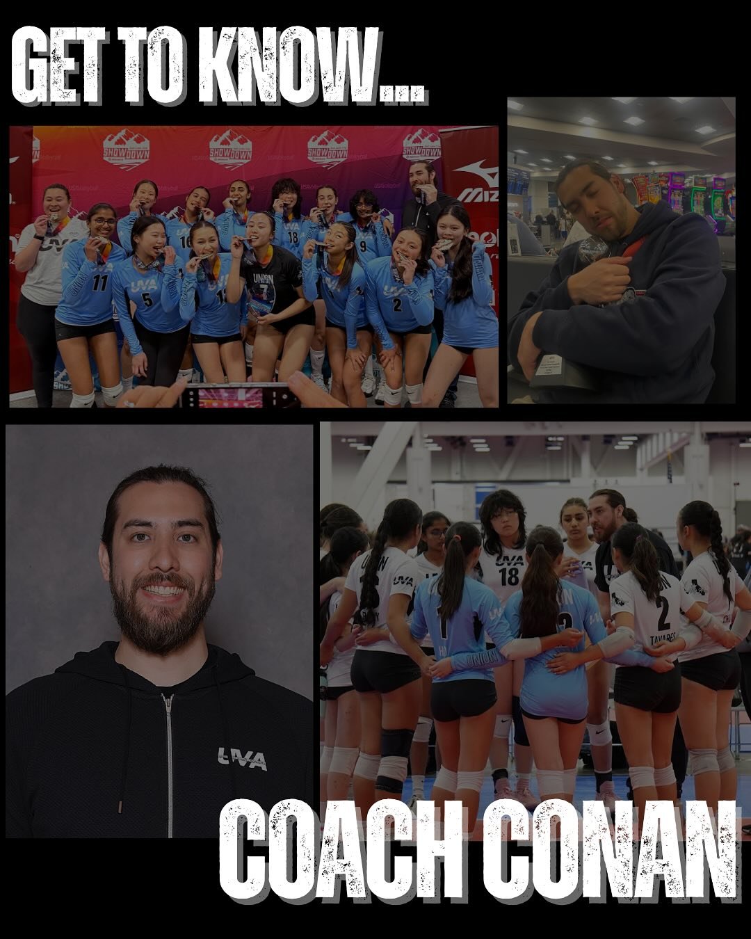 ‼️GET TO KNOW &mdash; COACH CONAN‼️

Coach Conan played NCAA Division 2 volleyball at Holy Names University. He was named Freshman of the Year at Holy Names in his 2014-2015 season. 

Coach Conan has qualified 3X for the USAV GJNC during his time her