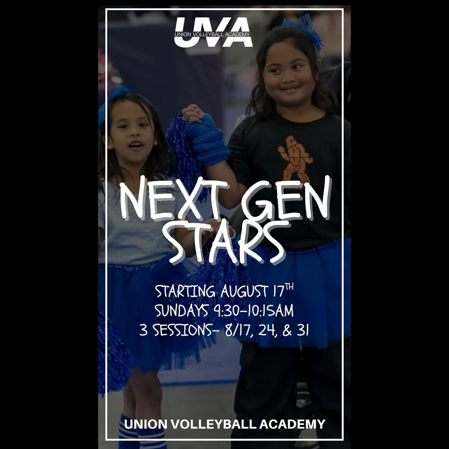 NEXT GEN STARS CLINIC

Open to all athletes ages 5&ndash;8! Whether you&rsquo;re brand new to volleyball or already love the game, this clinic is the perfect place to start. Our UVA coaches will lead fun games, movement activities, and drills to teac