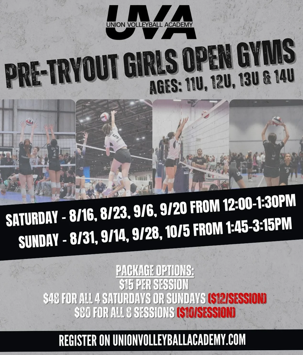 PRE-TRYOUT GIRLS OPEN GYM
&mdash;
We&rsquo;re excited to launch our Pre-Tryout Girls Open Gym for 11U, 12U, 13U, and 14U! This is a great way to get to know UVA, coaches, have fun, prepare for tryouts and meet other players. We highly encourage regis