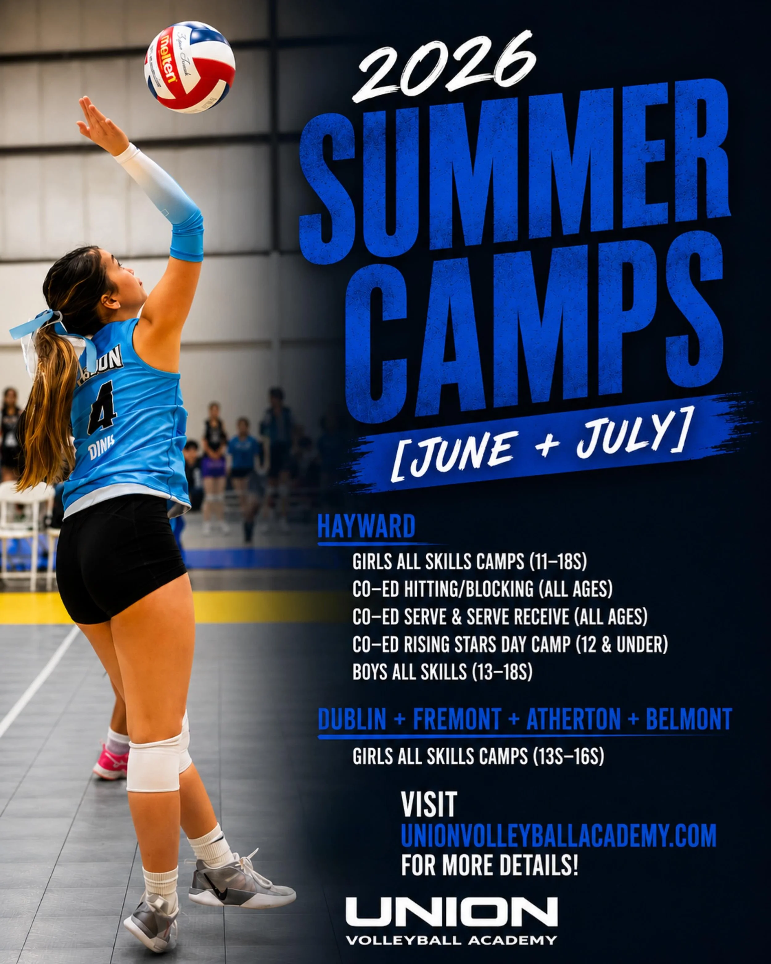 2026 UVA SUMMER CAMPS
&mdash;
It&rsquo;s not too late to register for camps this summer! We&rsquo;re hosting camps in Hayward, Dublin, Fremont, Belmont, and Atherton for June + July! 

🔗 https://unionvolleyballacademy.com/2026summercamps

#unionvoll