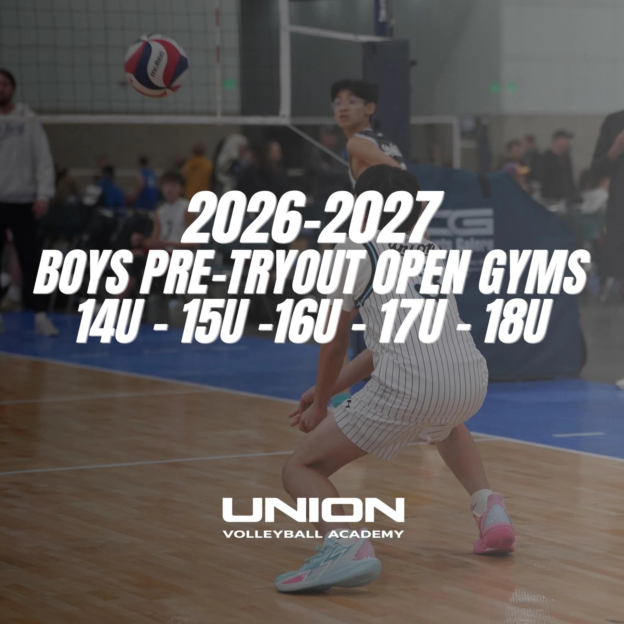 BOYS PRE-TRYOUT OPEN GYMS
&mdash;
Cost: $10/session
Sessions: 7/27, 7/30, 8/3, and 8/4

Highly recommended for athletes wanting to play for a UVA club team this upcoming season! Register online now to secure your spot!

📧 programs.unionvolleyballaca