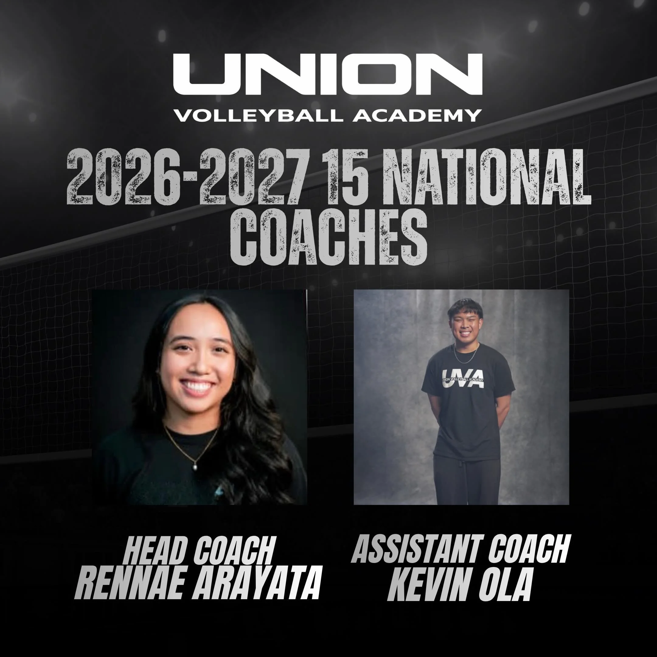 We are excited to announce our 2027 15 National Coaches &mdash; Head Coach Rennae Arayata and Assistant Coach Kevin Ola!

Coach Rennae has seven years of coaching experience at both the school and club levels. She began her coaching career as an assi