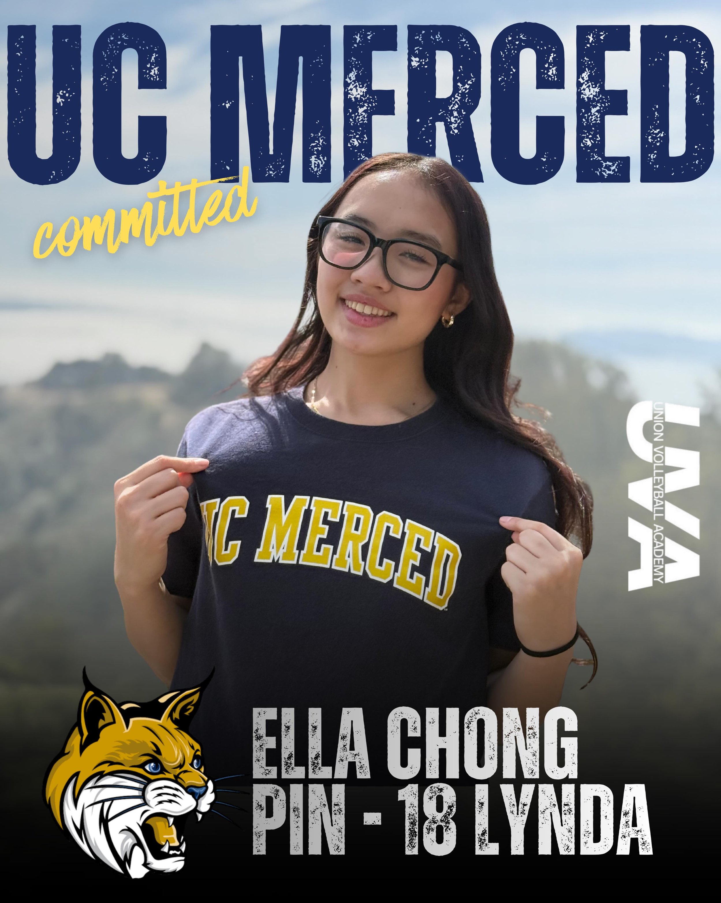 Congratulations to Ella Chong from 18 Lynda for committing to UC Merced (NCAA D2) to further her academic and athletic career! We are so proud of you! GO BOBCATS! 💙💛 #unionvolleyballacademy #uva #ncaad2