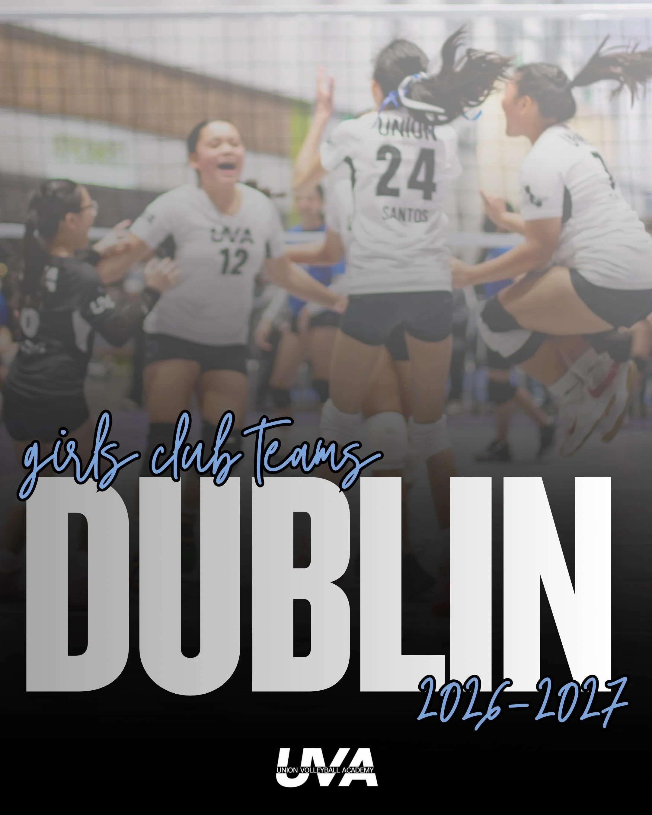 2026-2027 UVA-DUBLIN GIRLS CLUB TEAMS
&mdash;
We&rsquo;re so excited to announce that we&rsquo;ll be offering 14 &amp; UNDER girls club teams for our Dublin location! Mark your calendars for tryouts! 

Sunday, 10/11 from 12:00-2:00
Stager Gym (6901 Y