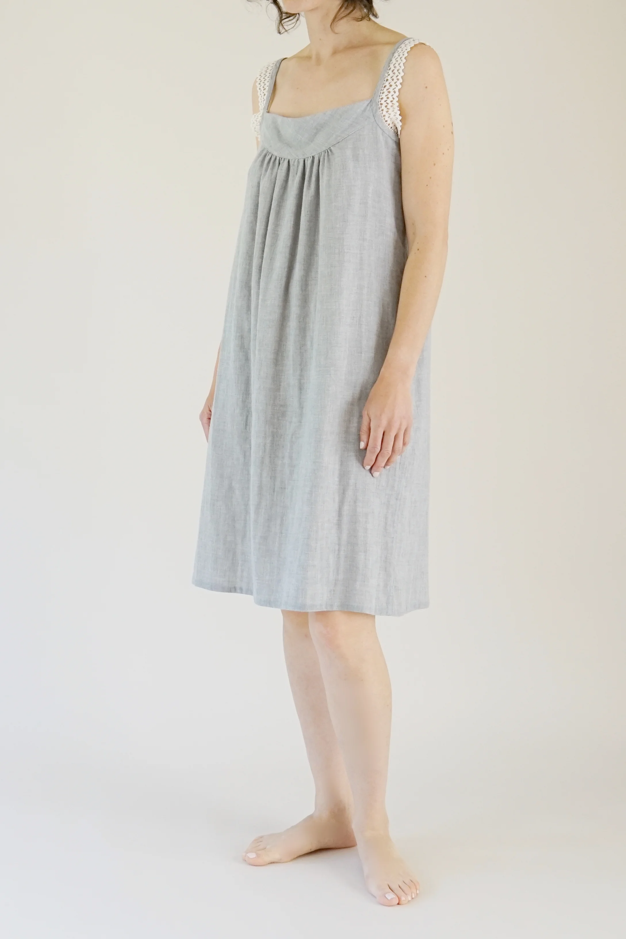 cotton gauze tank dress — Mari Roza Womens clothing Size:Juniors/Women M bohemian summer vacation Blue Cheese Dressing - Do not bleach.