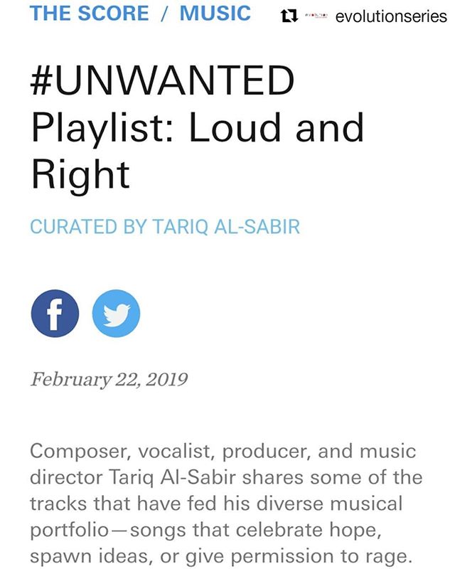 #Repost @evolutionseries (@get_repost)
・・・
What was in @tariqmuziq's ears while writing his new song cycle, #UNWANTED? Check out this #LoudAndRight playlist from @lincolncenter (link in bio), and hear selections from #UNWANTED live on the @evolutions