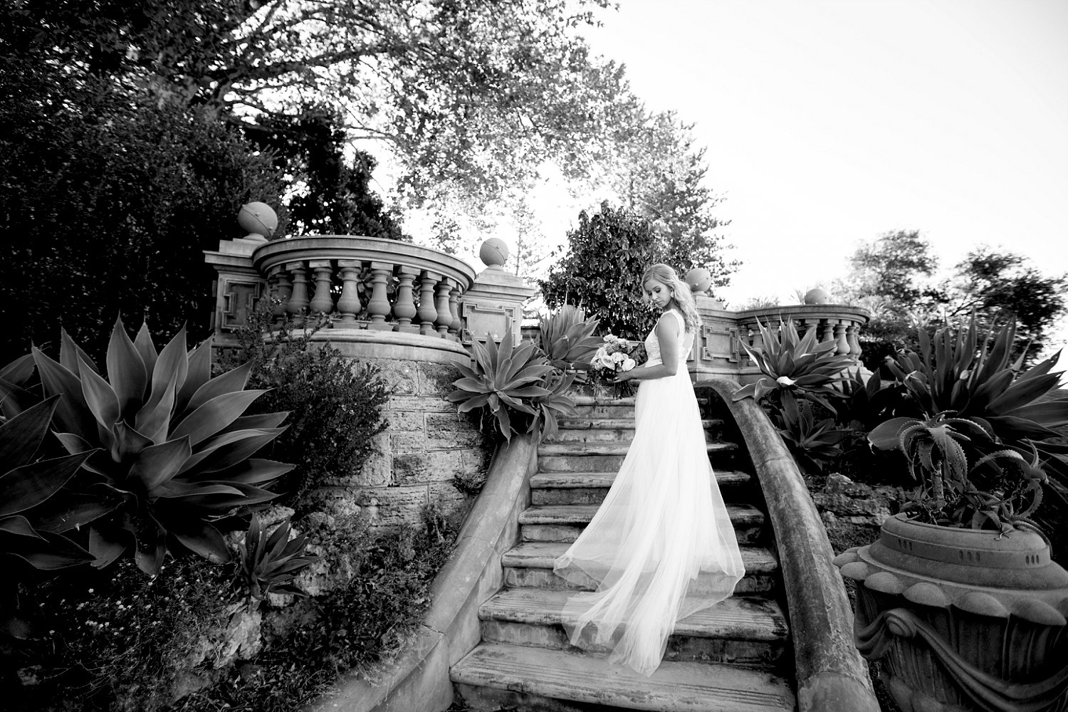 65_bride on stairs at cottesloe civic centre wedding perth.jpg