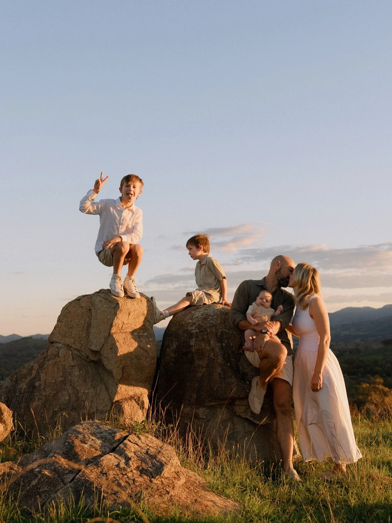 Proof that the best family photos usually happen somewhere between yelling &ldquo;be careful!&rdquo; and complete chaos. Thank you to the Glassons for this epic evening! 💛 #canberrafamilyphotographer