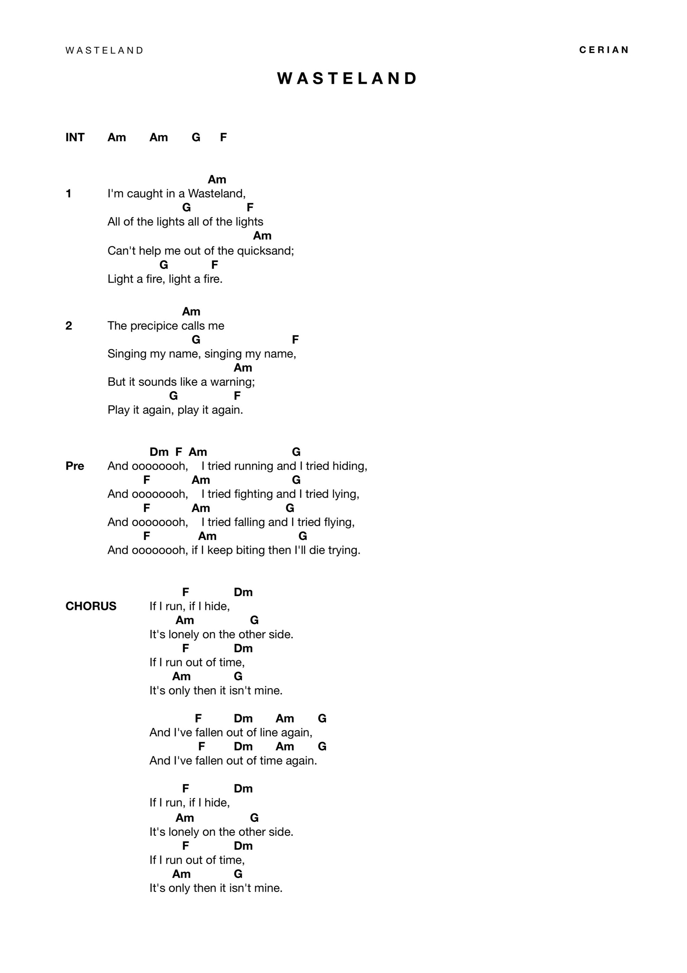 Lyrics And Chords Cerian