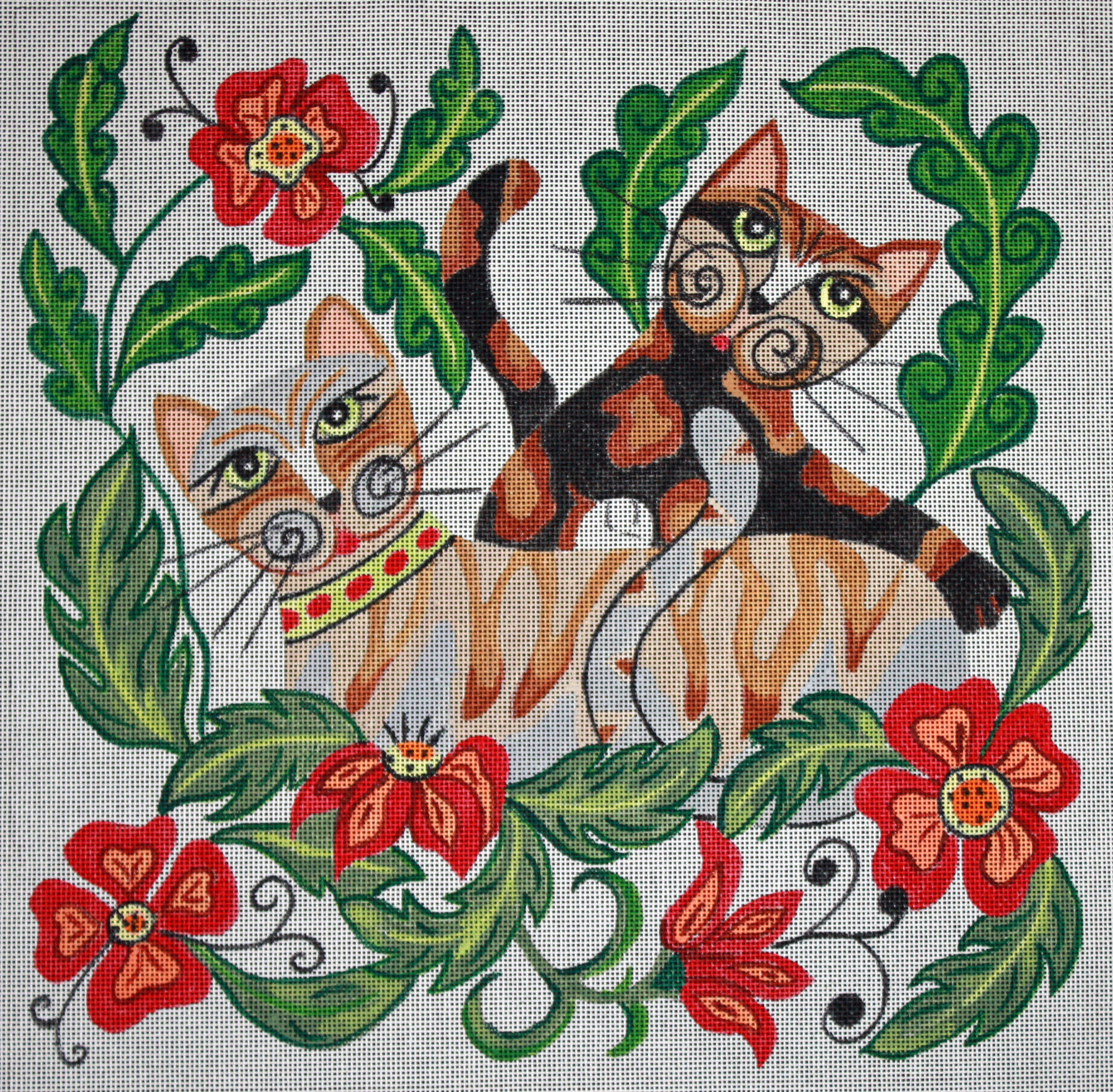 "Art Deco Cats" Painted Canvas