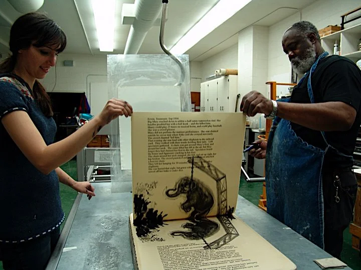 Printing "Big Mary" by Sue Coe