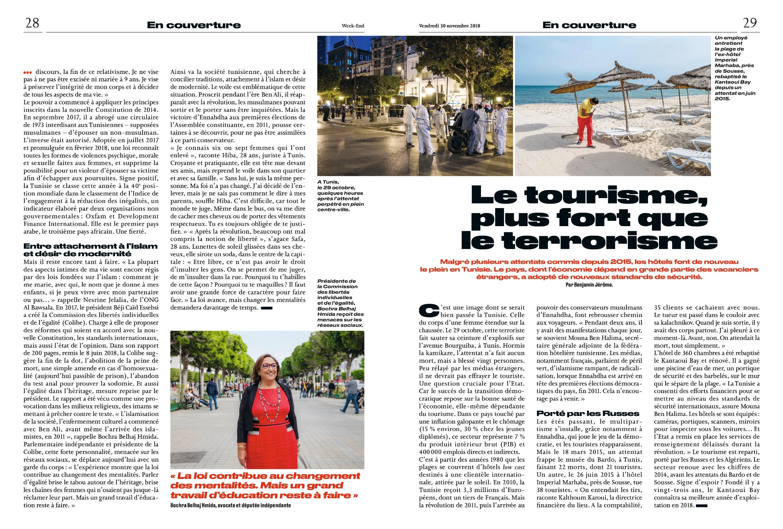 LA TUNISIE AU FEMININ. POUR LE PARISIEN WEEK END. 30 NOVEMBRE 2018