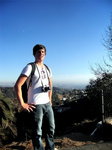 Matt climbing up to see the Hollywood sign.