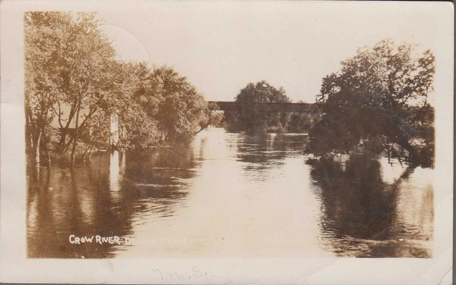 7. Crow River Sepia Toned Postcard