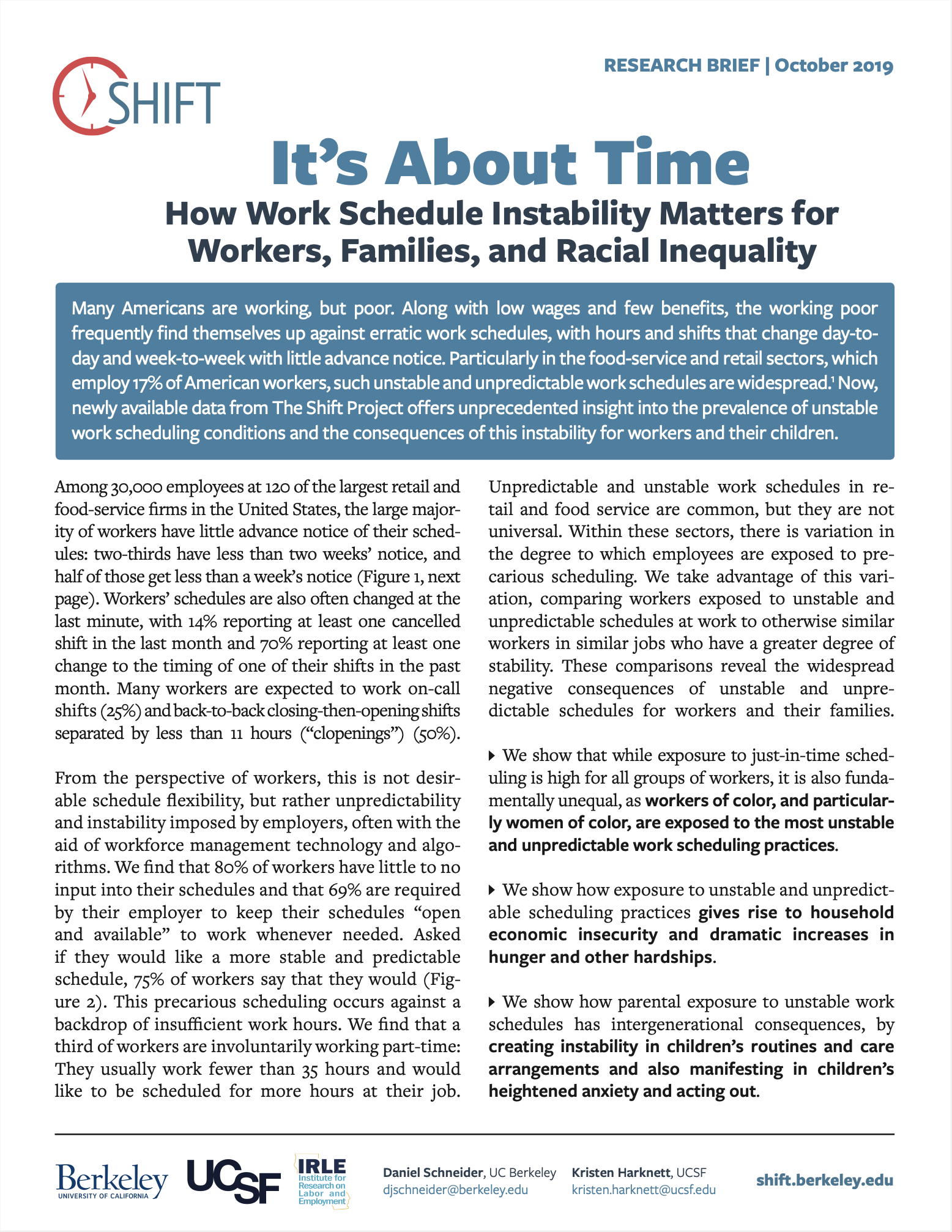 Fact Sheets & Research — Fair Workweek