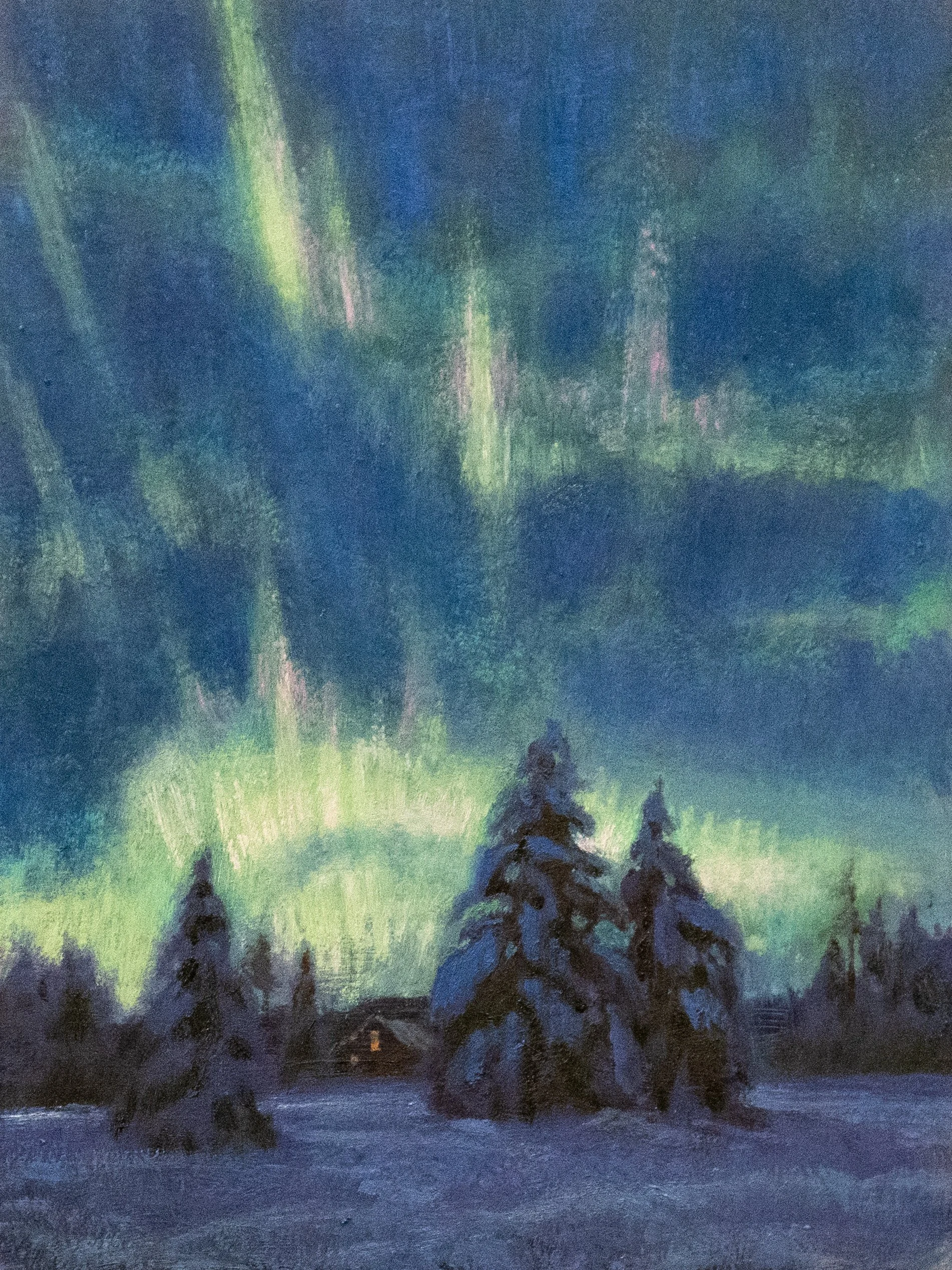 The Northern Lights     oil on panel      6x8
