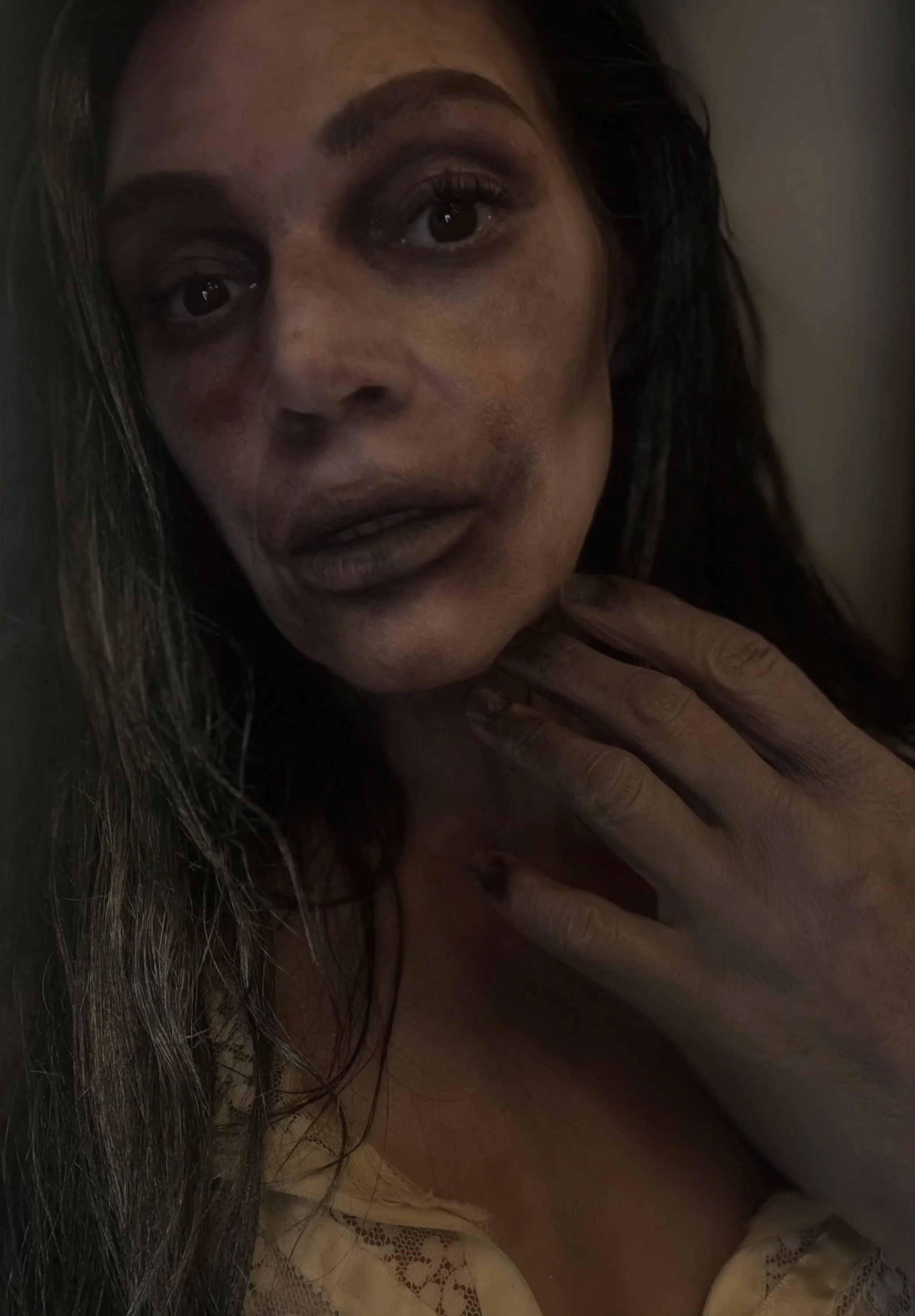 Makeup on myself for the upcoming feature film "Slow Drain"