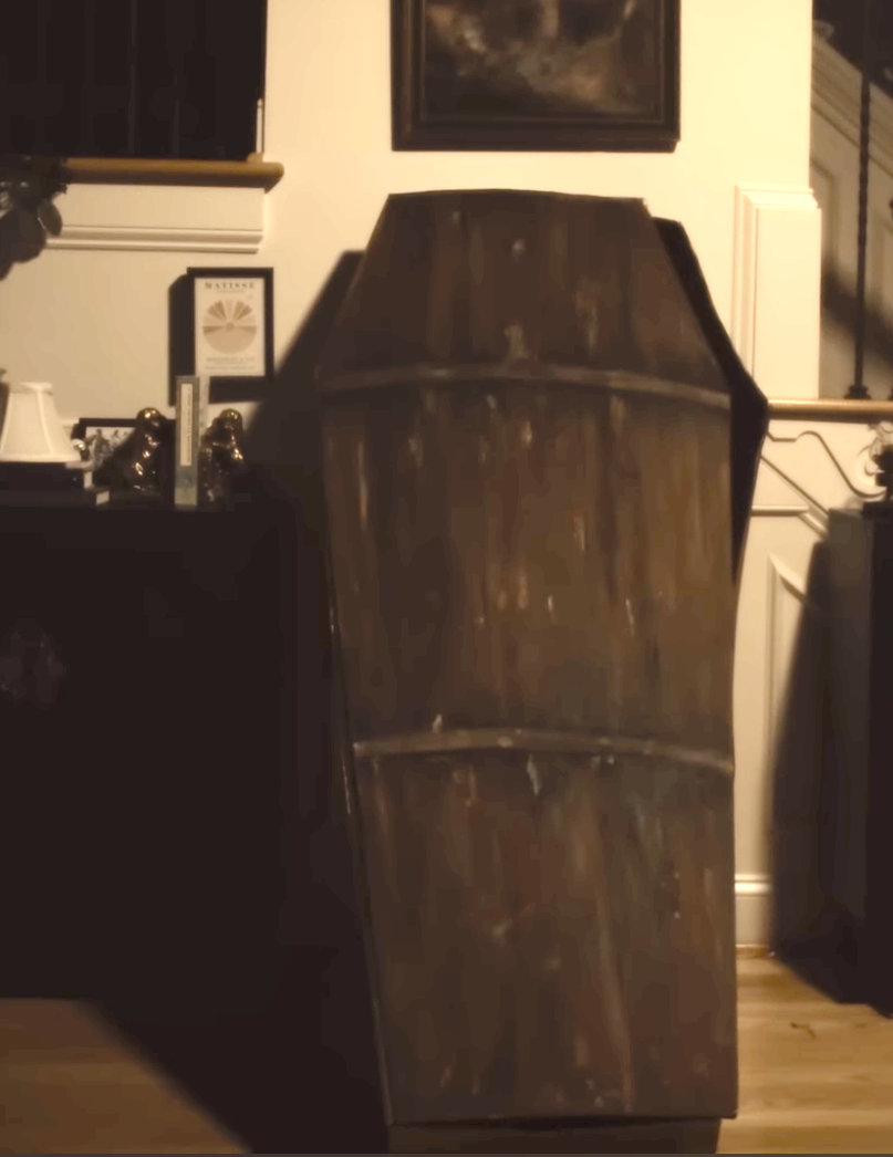hand built coffin for film
