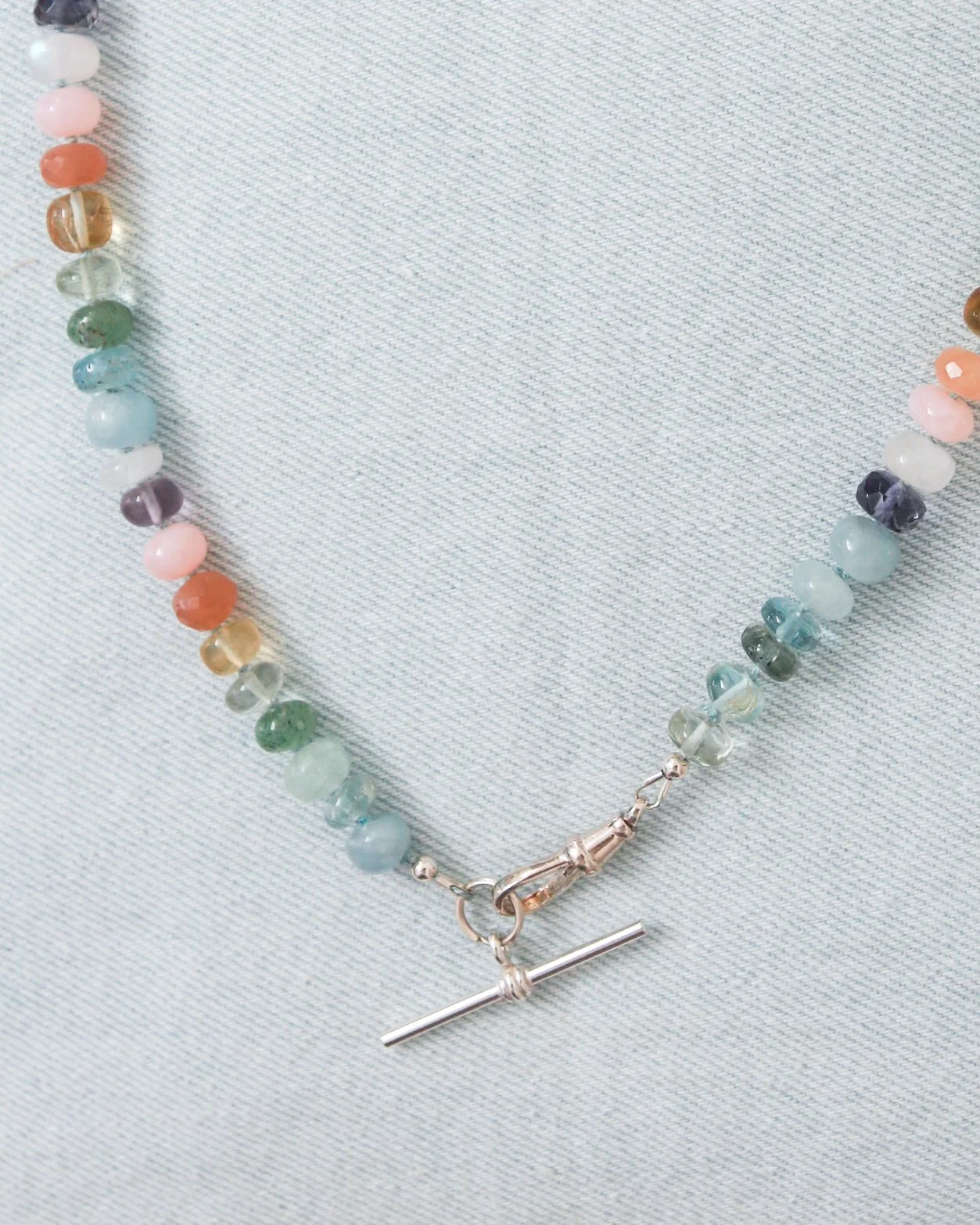 Pastel Rainbow with Sterling Dog Clip