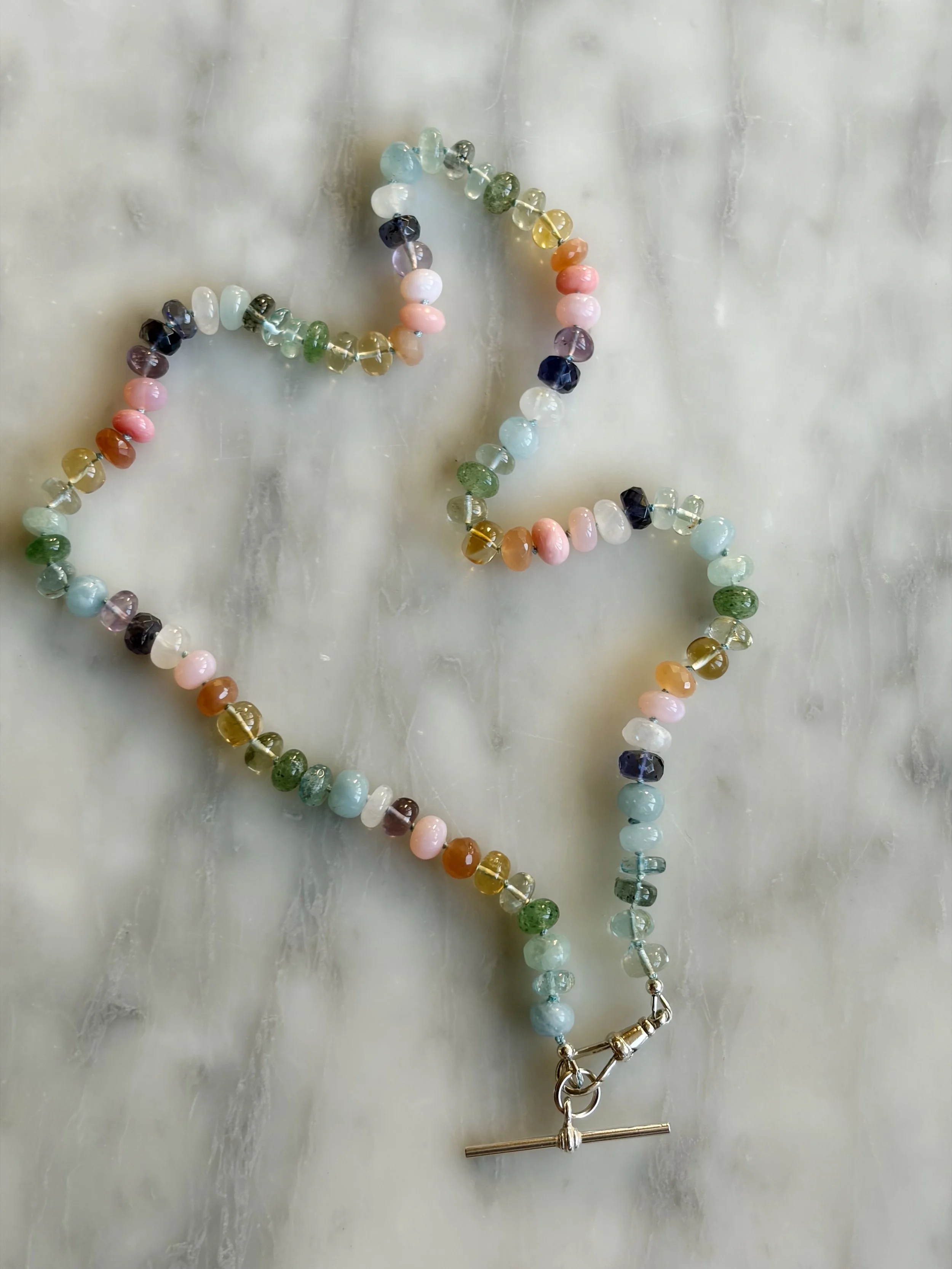Pastel Rainbow with Vintage Sterling Silver Clasp