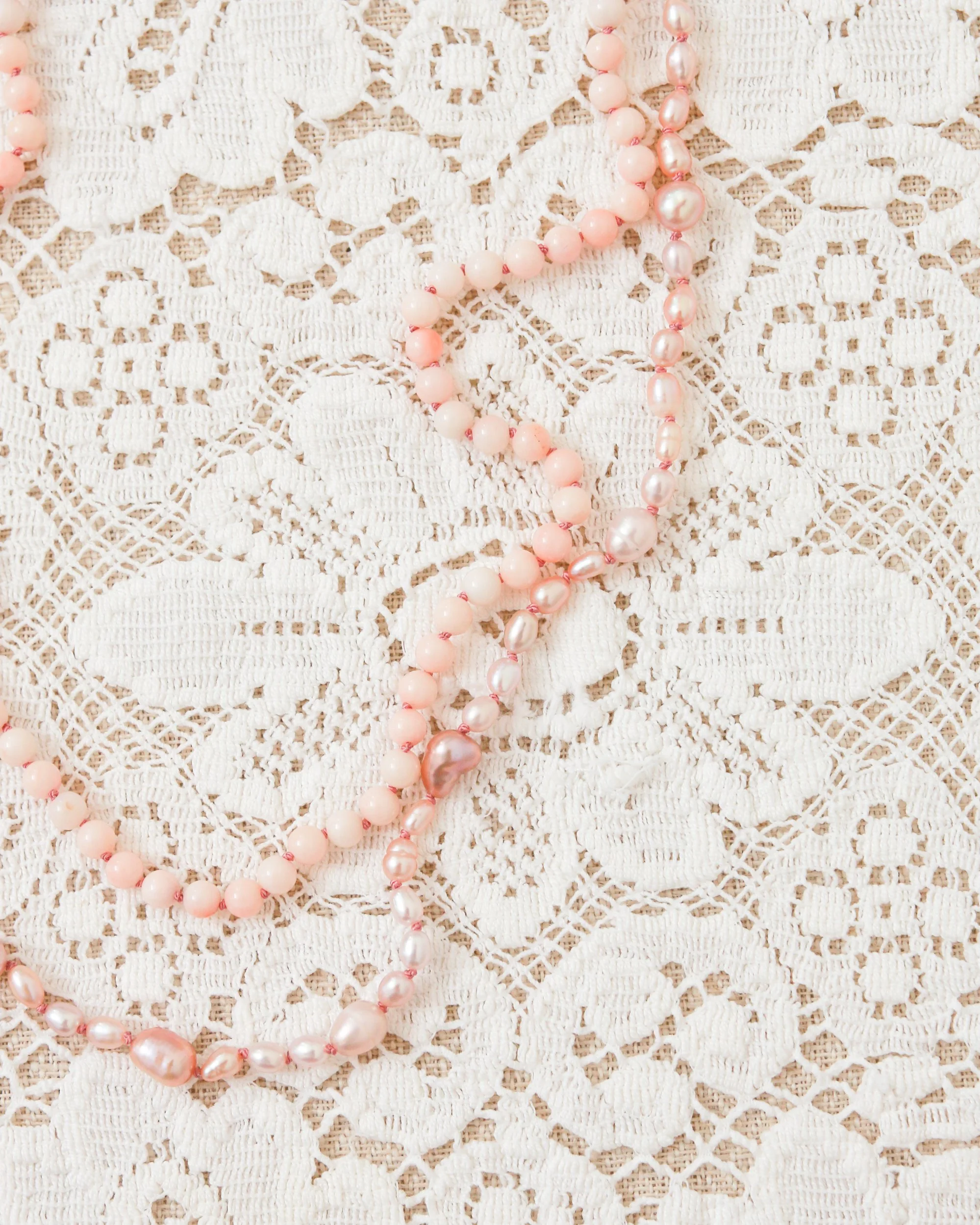Pink layering strands - Pearls + Coral