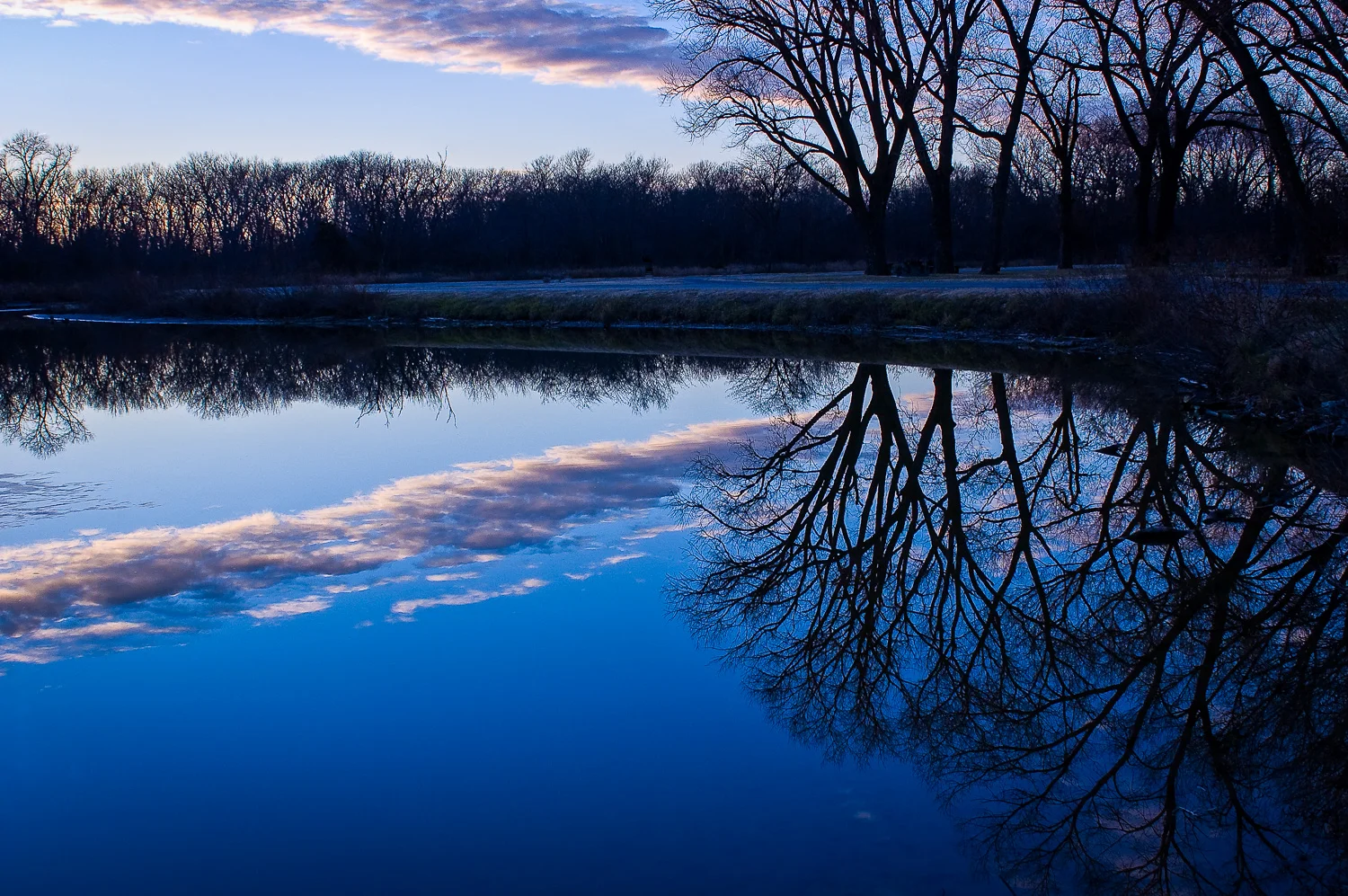Winter sunset at Harvey County West Park