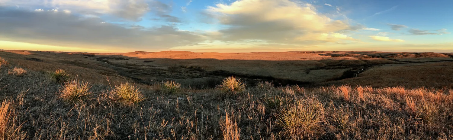 Winter Sunset Panorama in the Smoky Hills