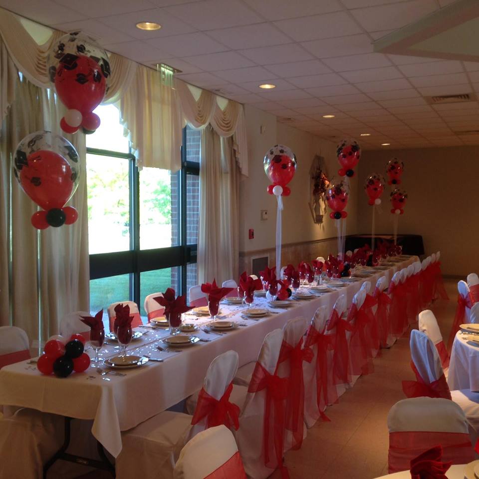 Red, White, and Black Graduation Balloons