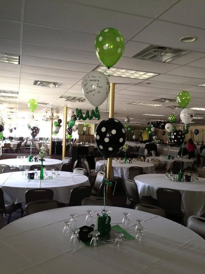 3 balloons and 1 squiggle with weight