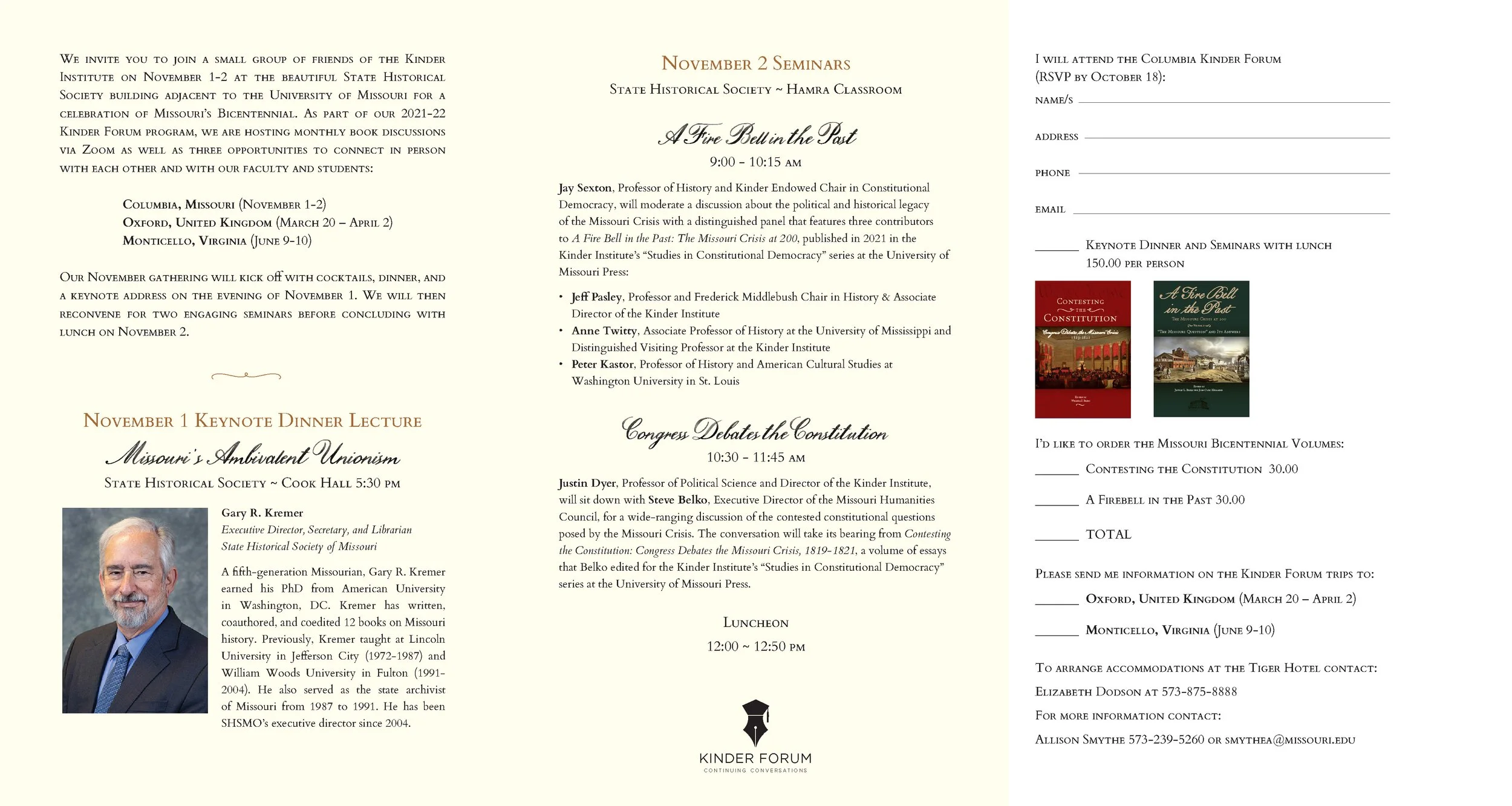 Kinder Forum Columbia invitation inside