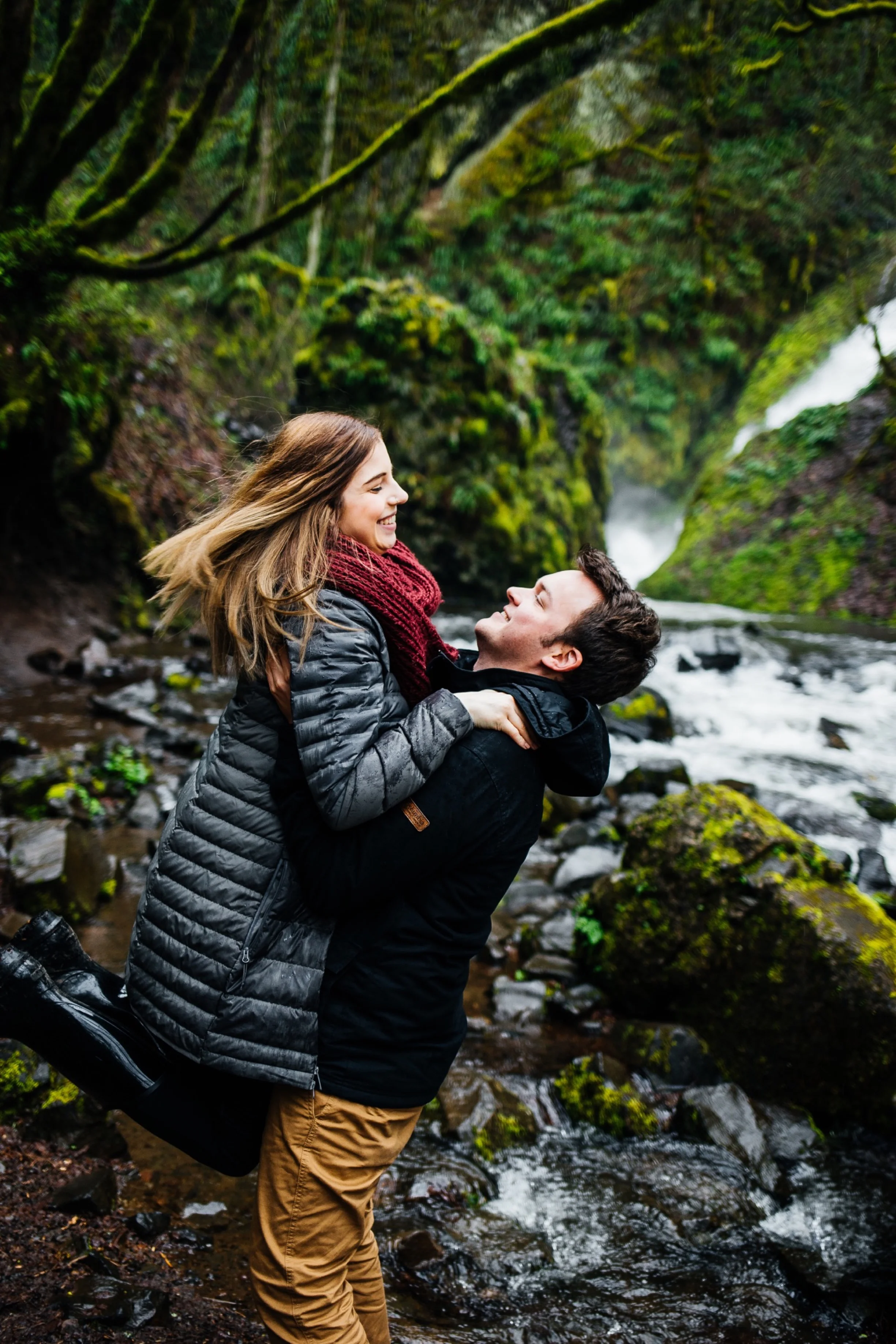 Waterfall Engagement Photos at the Columbia River Gorge Portland, Bridal Veil Falls Oregon, Bridal Veil Falls Engagement Photos, Columbia River Gorge Engagement Photos, Portland Waterfall, Portland Oregon Engagement Photos, Oregon Engagement Photographer, Portland Engagement Photographer, Portland Engagement Photography, Portland Engagement Photos, Destination Engagement Photographer, Destination Wedding Photographer, Adventurous Engagement Photos, Hiking Engagement Photos, Adventurous Couple