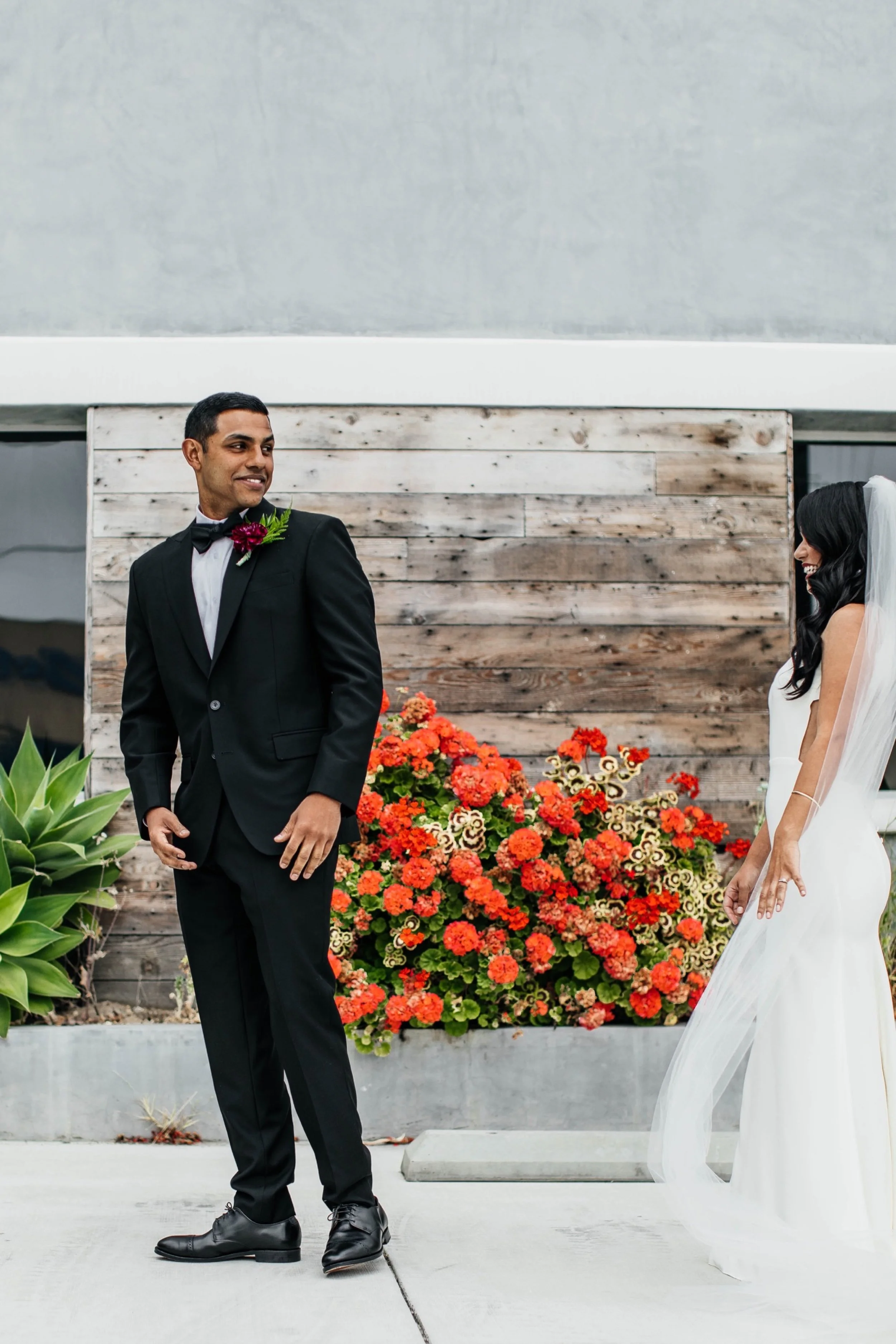 Smoky Hollow Studios Wedding, First Look, Bride and Groom, Modern Wedding Dress, Los Angeles Wedding, Los Angeles Wedding Photographer, Los Angeles Wedding Photos, Los Angeles Wedding Photography, DTLA Wedding, California Wedding Photographer, California Wedding Photography, California Wedding Photos, SoCal Wedding Photographer, SoCal Wedding Photos, SoCal Wedding Photography, Los Angeles Wedding Inspo, Destination Wedding California, Biracial Couple, Elegant Wedding, Modern Wedding