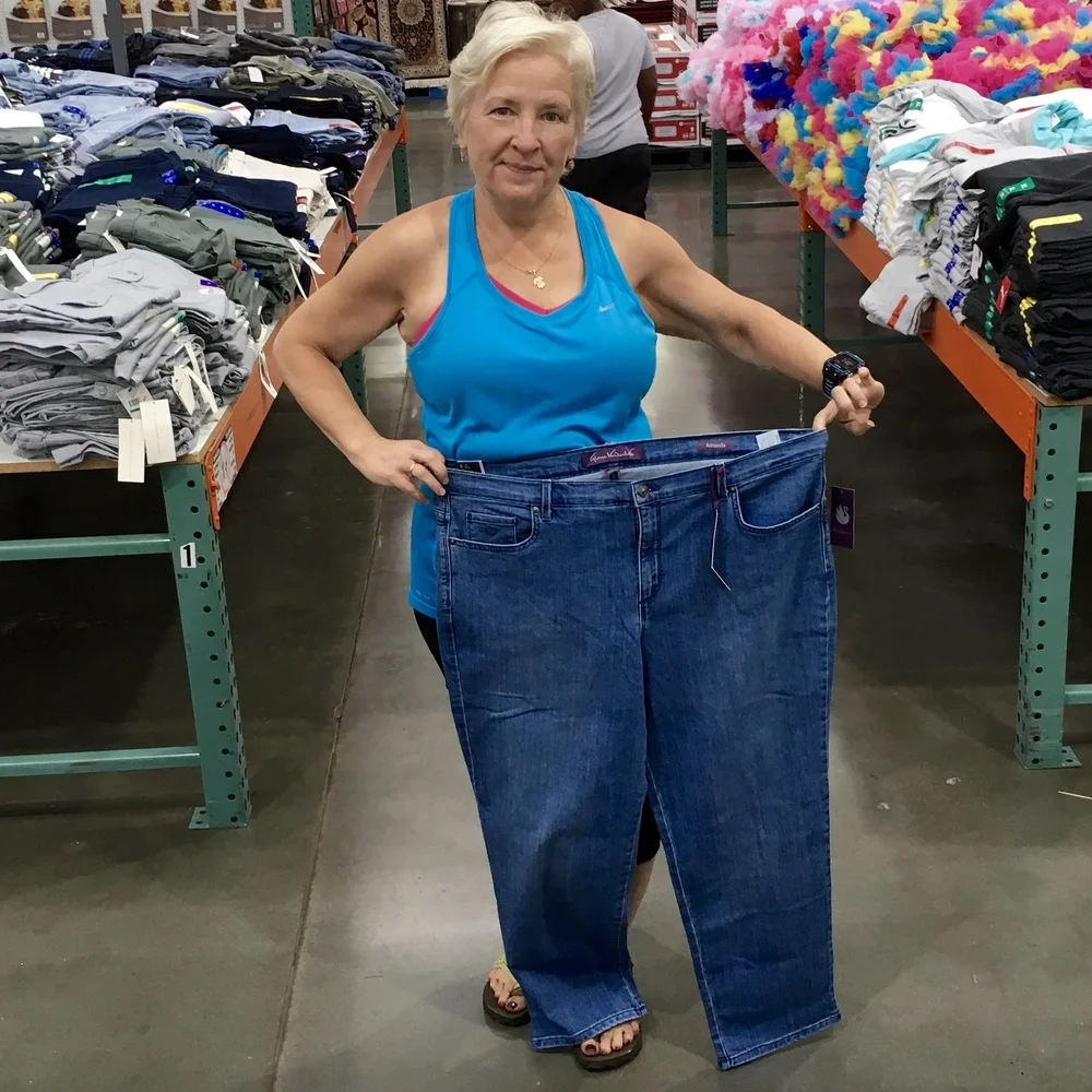Ignore the horrendous lighting and my puffy eyes. That's me with some 22W jeans, so smaller than those I wore when I started the ketogenic diet. The photo is from several months, and about 15 pounds ago.