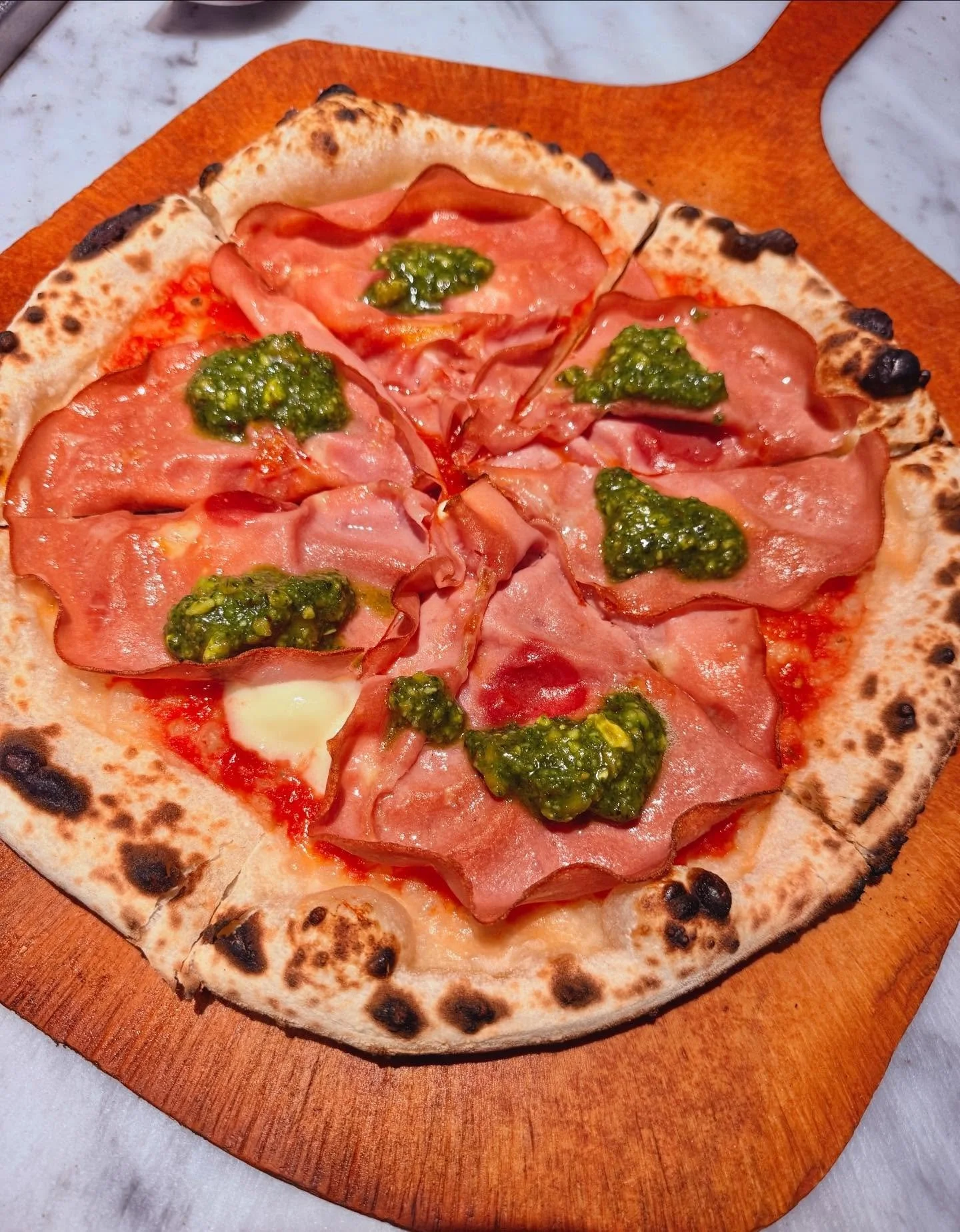 Craving Italian food? We&rsquo;ve got 3 specials this week:

1️⃣Mortadella pizza topped with pistachio-basil pesto.

2️⃣Butter lettuce with a soft-boiled egg, crispy prosciutto, Parmesan, and a red wine vinegar dressing.

3️⃣Spaghetti with smoked bac