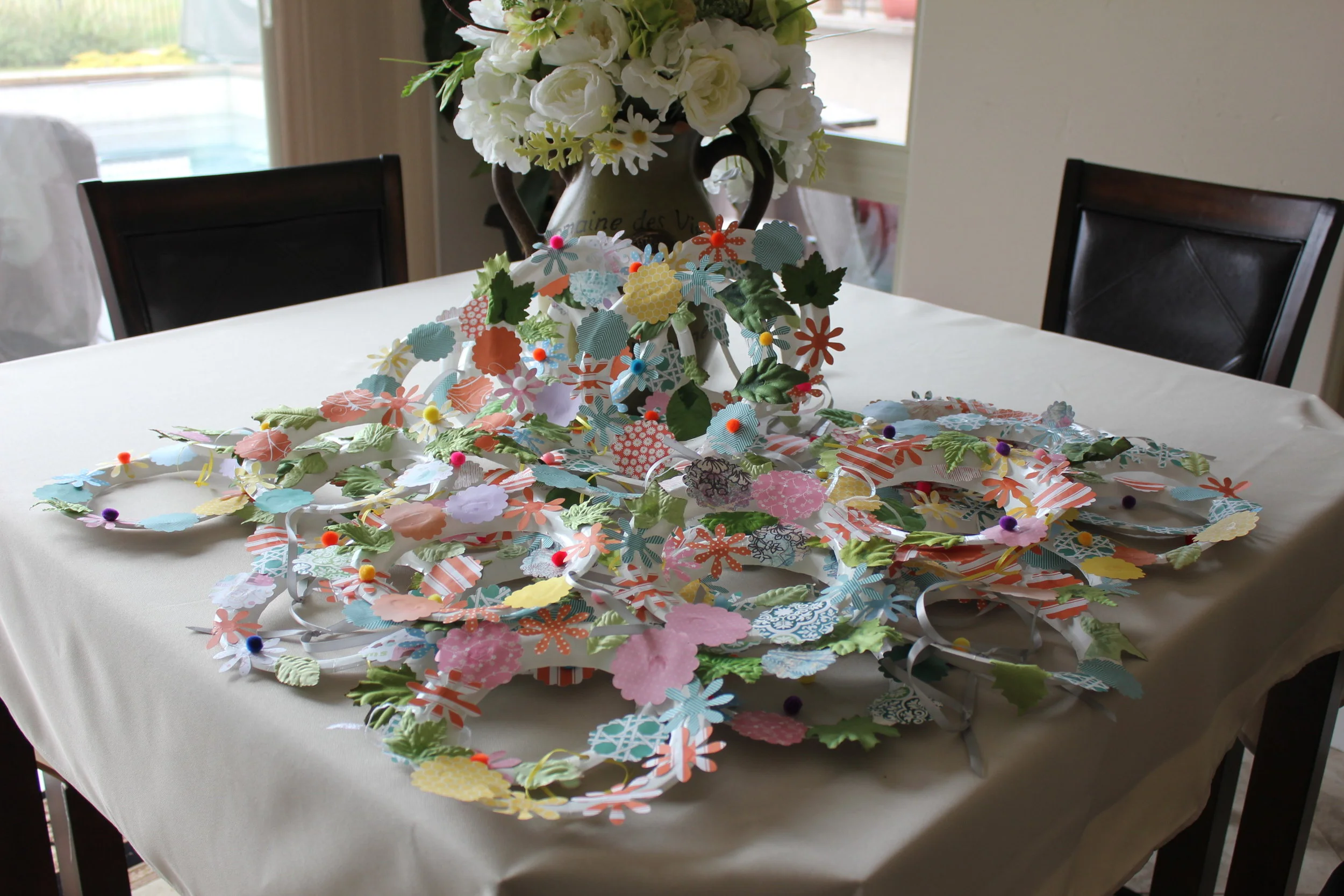 Look at all those flower wreaths!