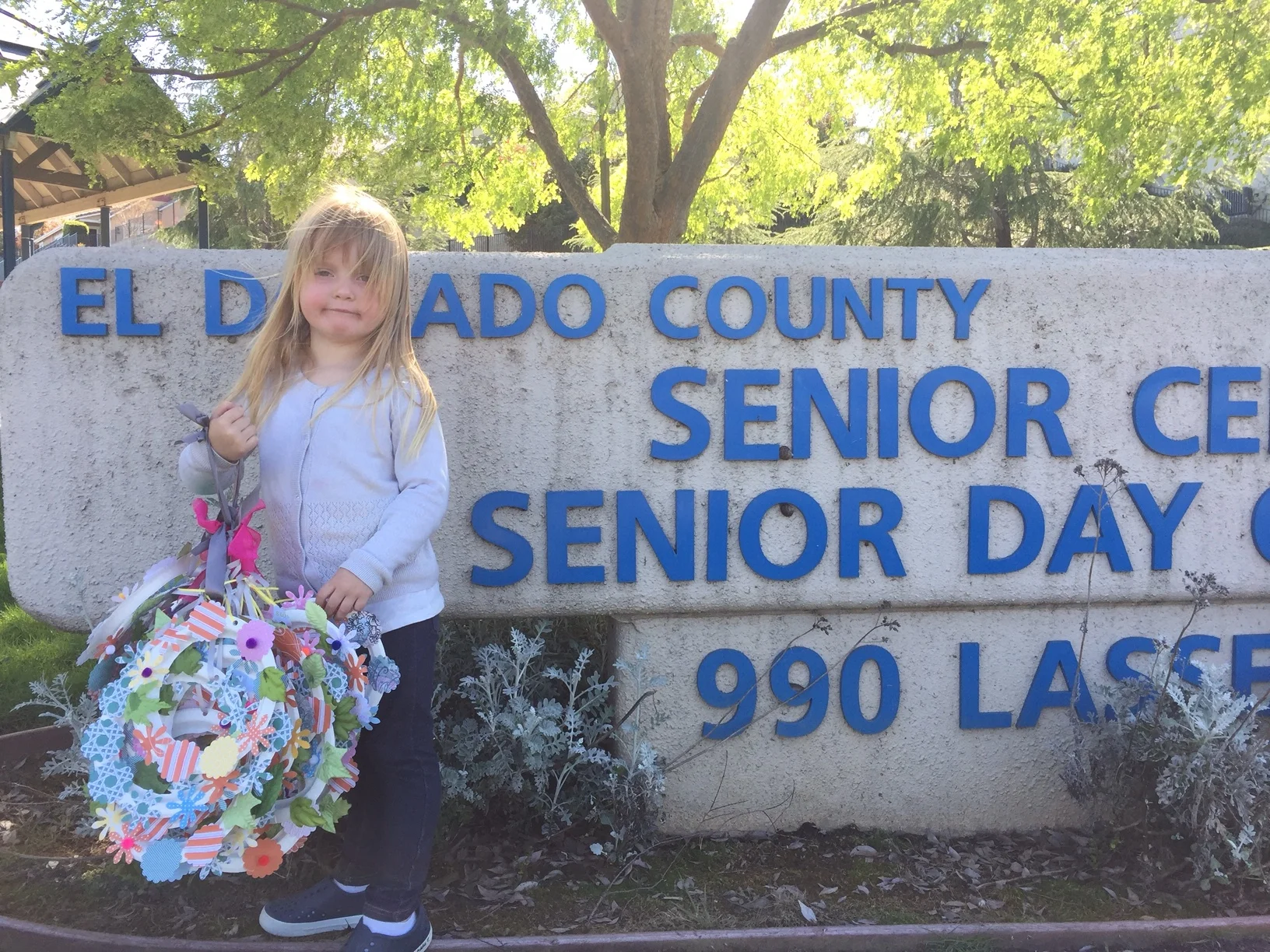 Addie delivering 60 flower wreaths (2017)
