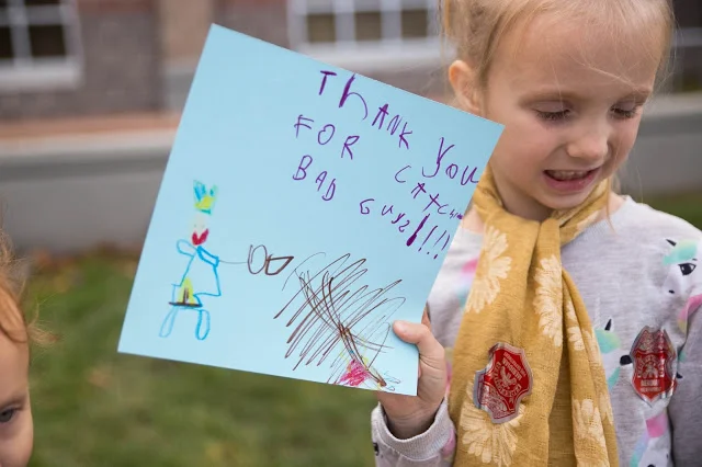 "Thank you for catching bad guys!!!"