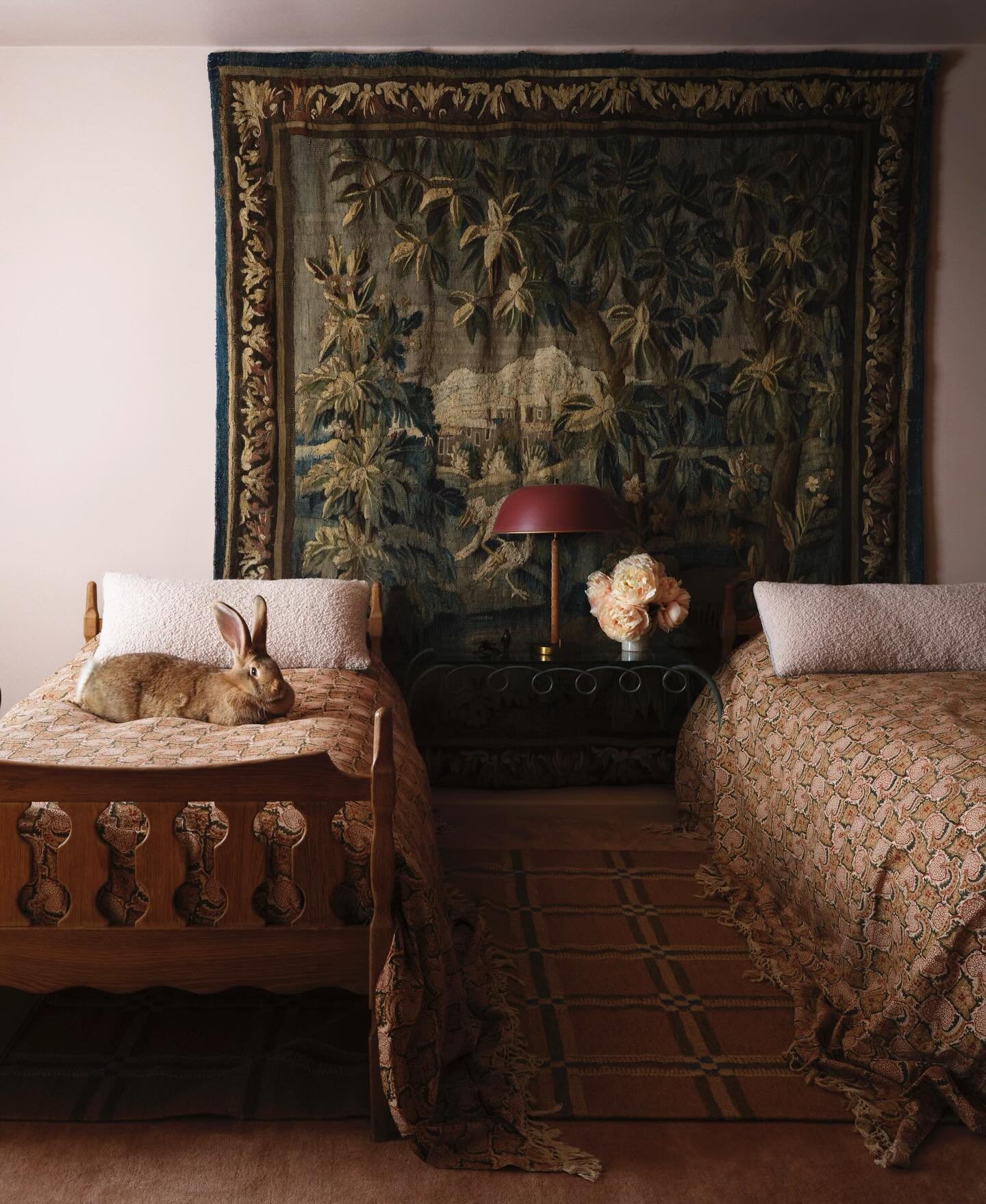 At our house, the stuffed animals are real.  Daffodil, our giant rabbit, lounges blissfully in Quinn &amp; Greys new bedroom that I recently decorated when they begged me to let them share a room.  Luckily, that client request was easy because the vi
