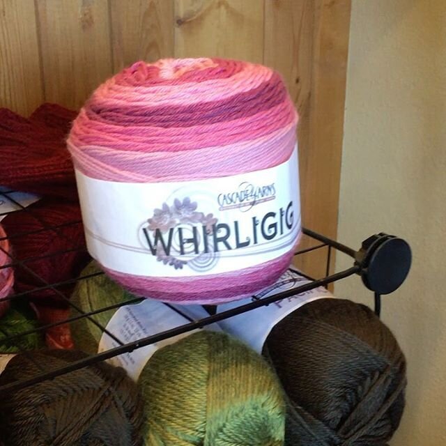 Whirligig. A DK weight superwash merino, nylon, acrylic blend. Kind of makes me think about a lab on a swing.... #whirligig #cascadeyarns #oldsunknits #whitefishmontana #whitefishmt #localyarnshop #cuzzywasadingdong #shopdog