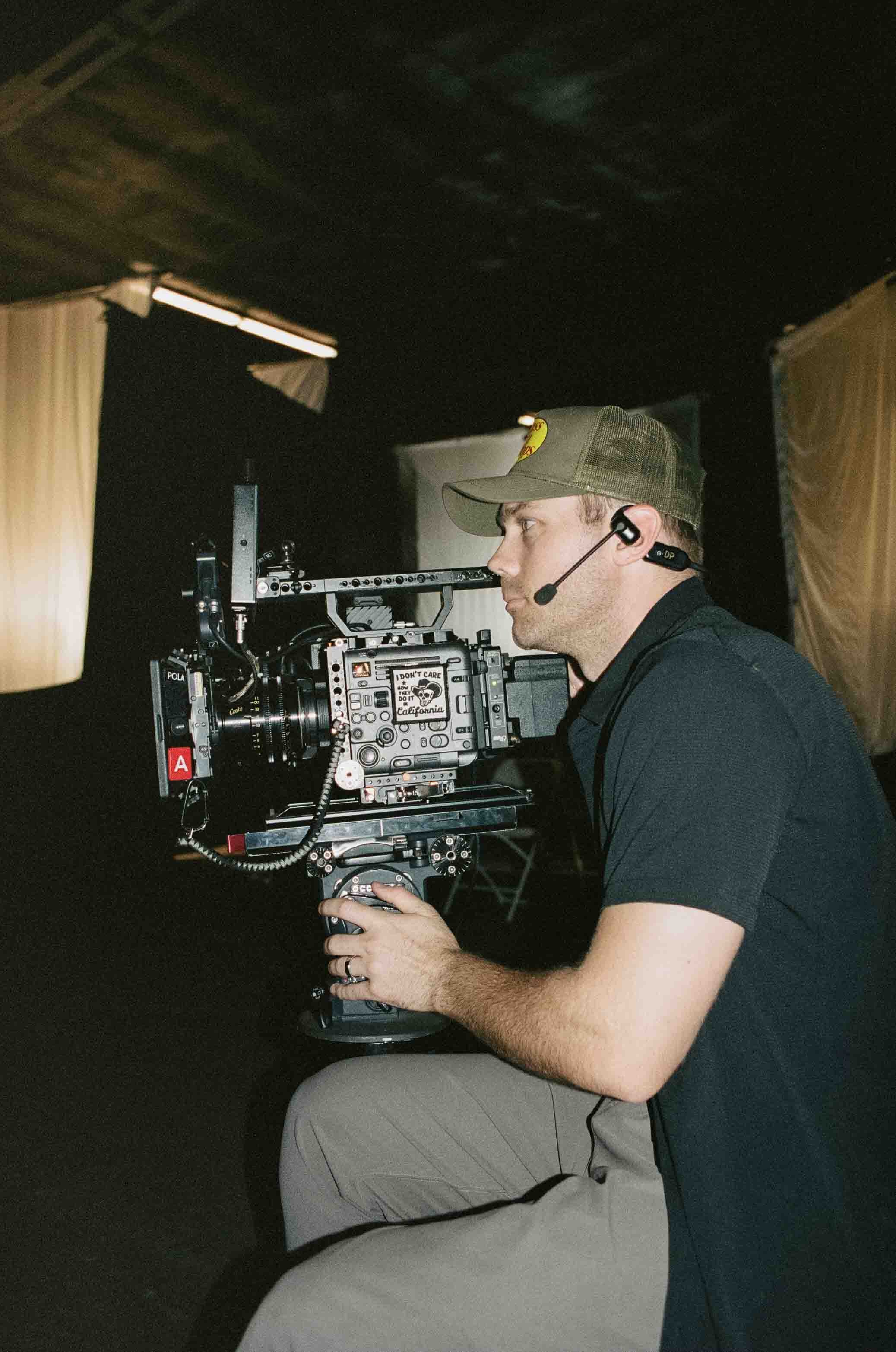 Michael Gauthier Director of Photography Camera operating a Sony Burano Cinema Camera Package with Cooke S4i Mini Lenses on a JL Fisher Dolly on a Feature Film