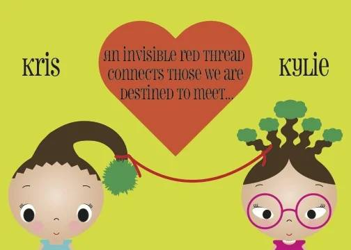 Set of 24 Personalized "Red Thread" Greeting Cards